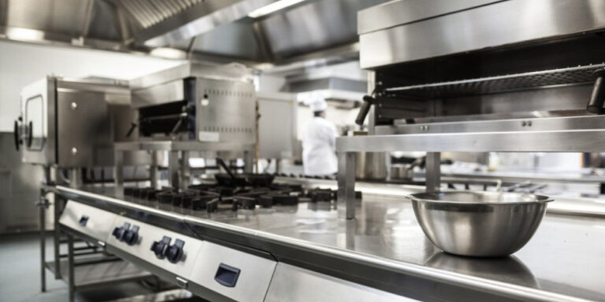 Commercial kitchen layout with refrigeration and foodservice equipment for restaurant operations