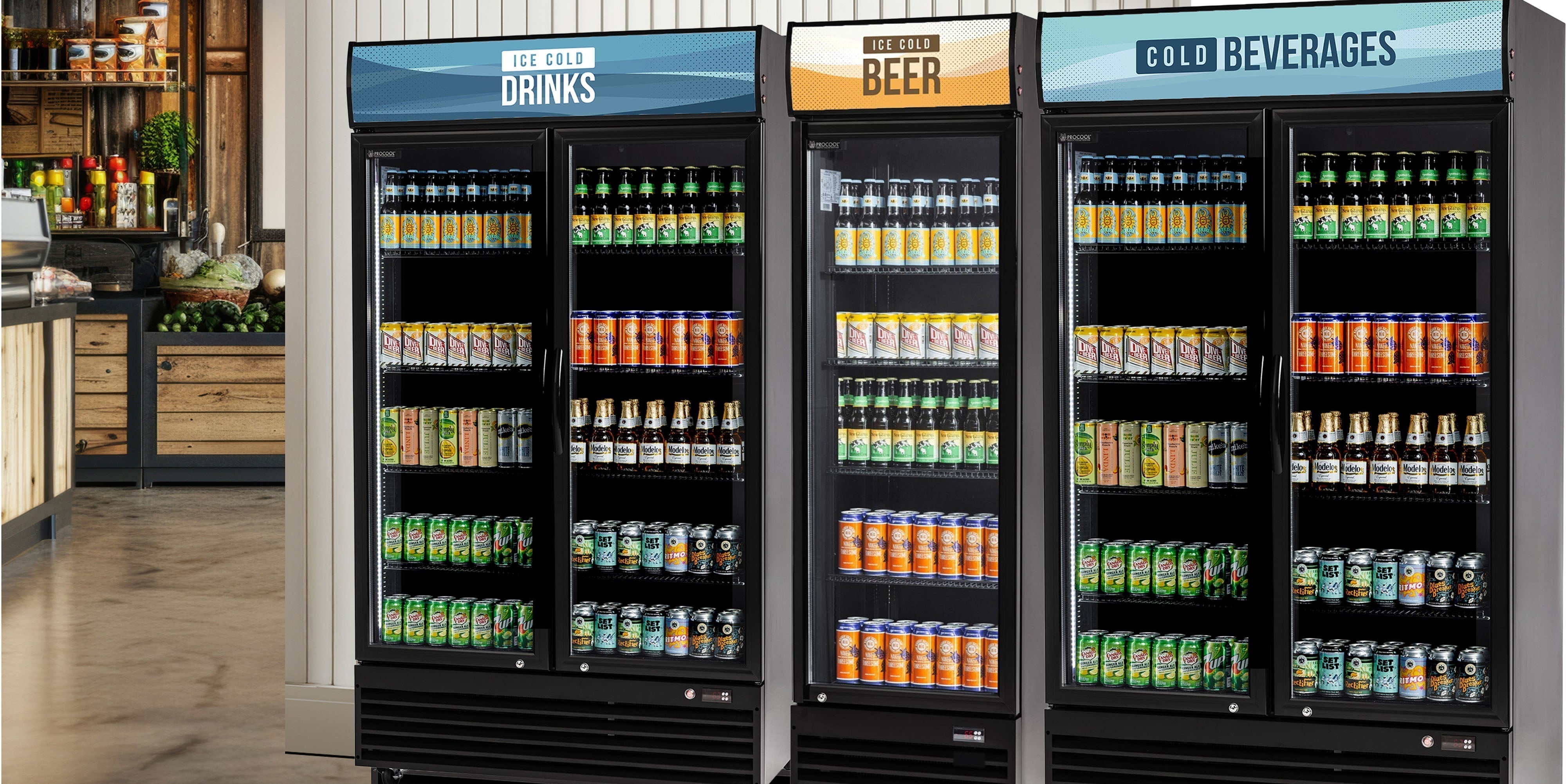 three black beverage coolers