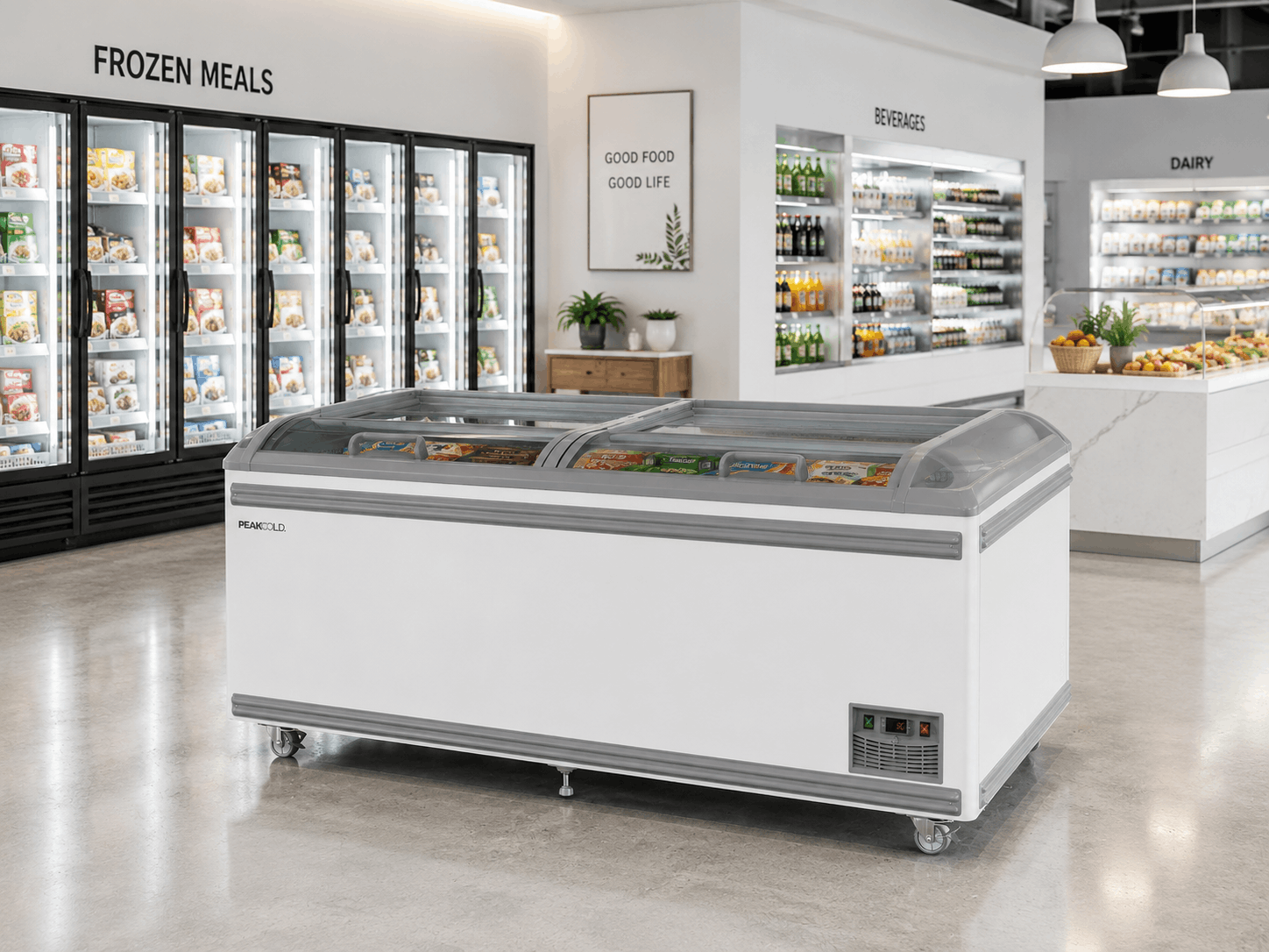 PeakCold 74" Island Freezer - White