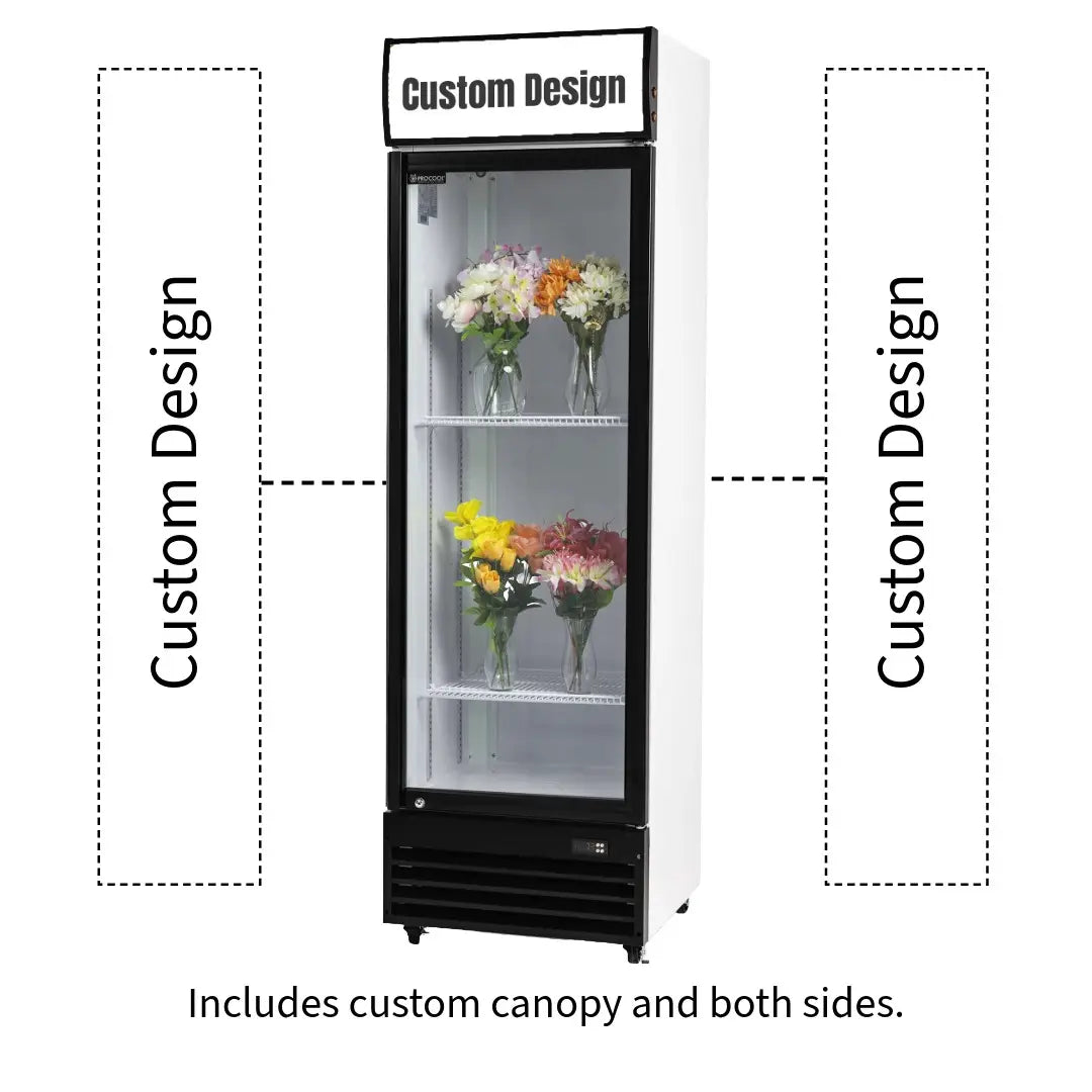 Procool Single Door Custom White Floral Cooler - 12.7 cu. ft.