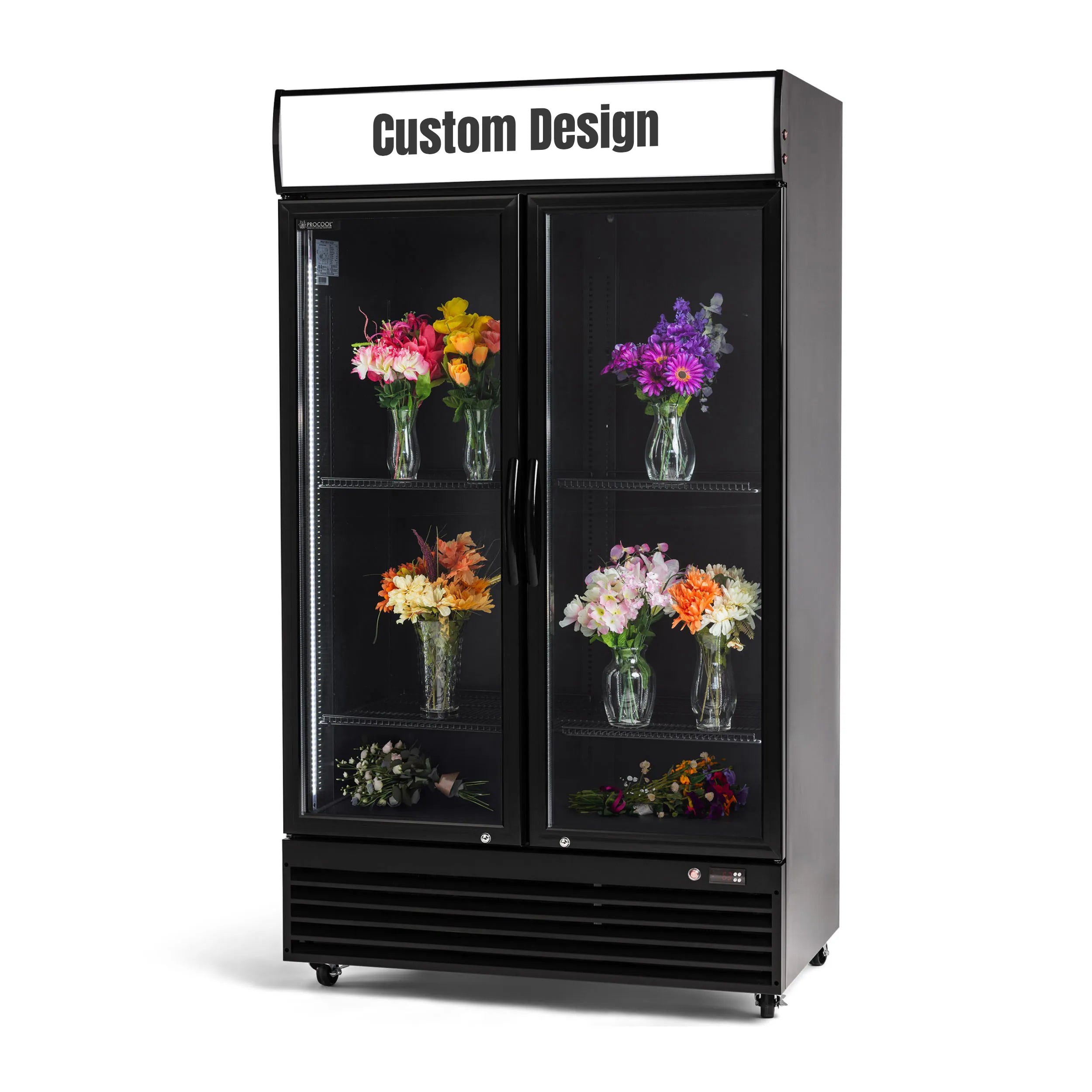 Procool Custom 2-Door Black Flower Cooler-Floral Display Coolers-CSD-1000-B-CUST