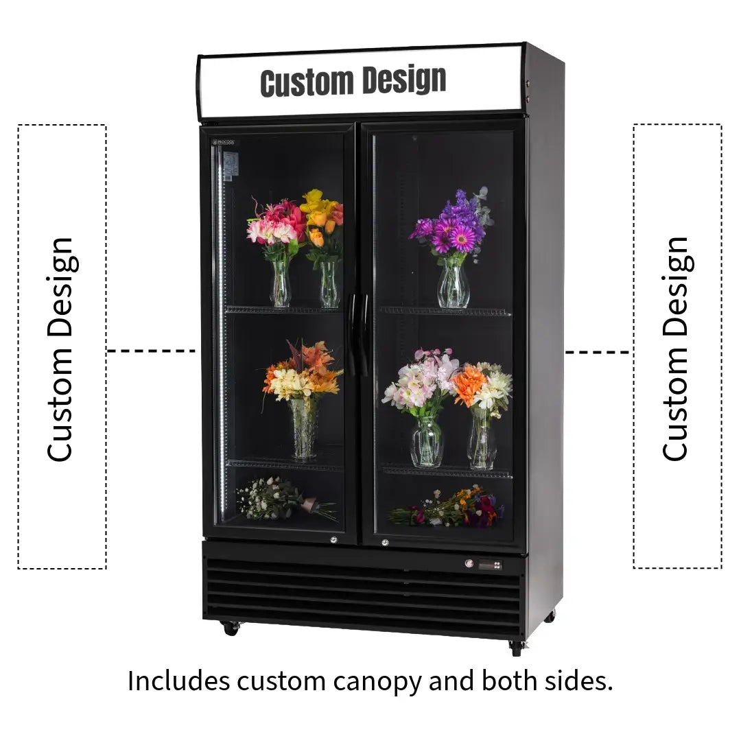 Procool Custom 2-Door Black Flower Cooler - 35.3 cu. ft.