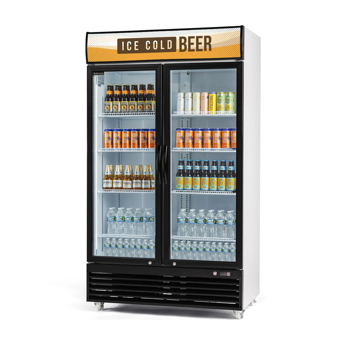 Procool 2-Door Upright White Display Cooler - 35.3 cu. ft.