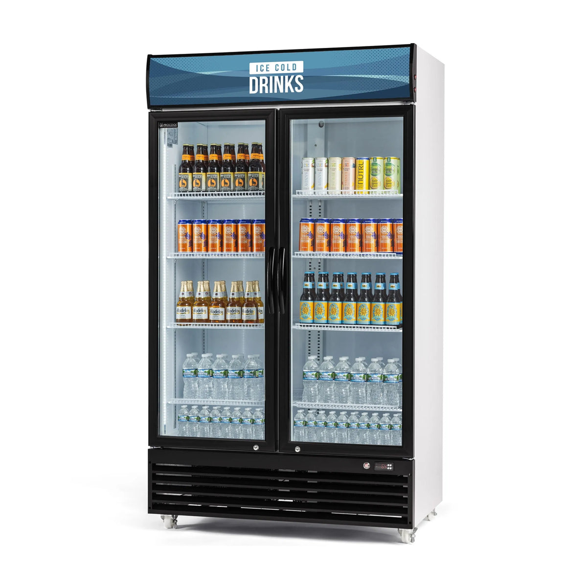 Procool 2-Door Upright White Display Cooler - 35.3 cu. ft.