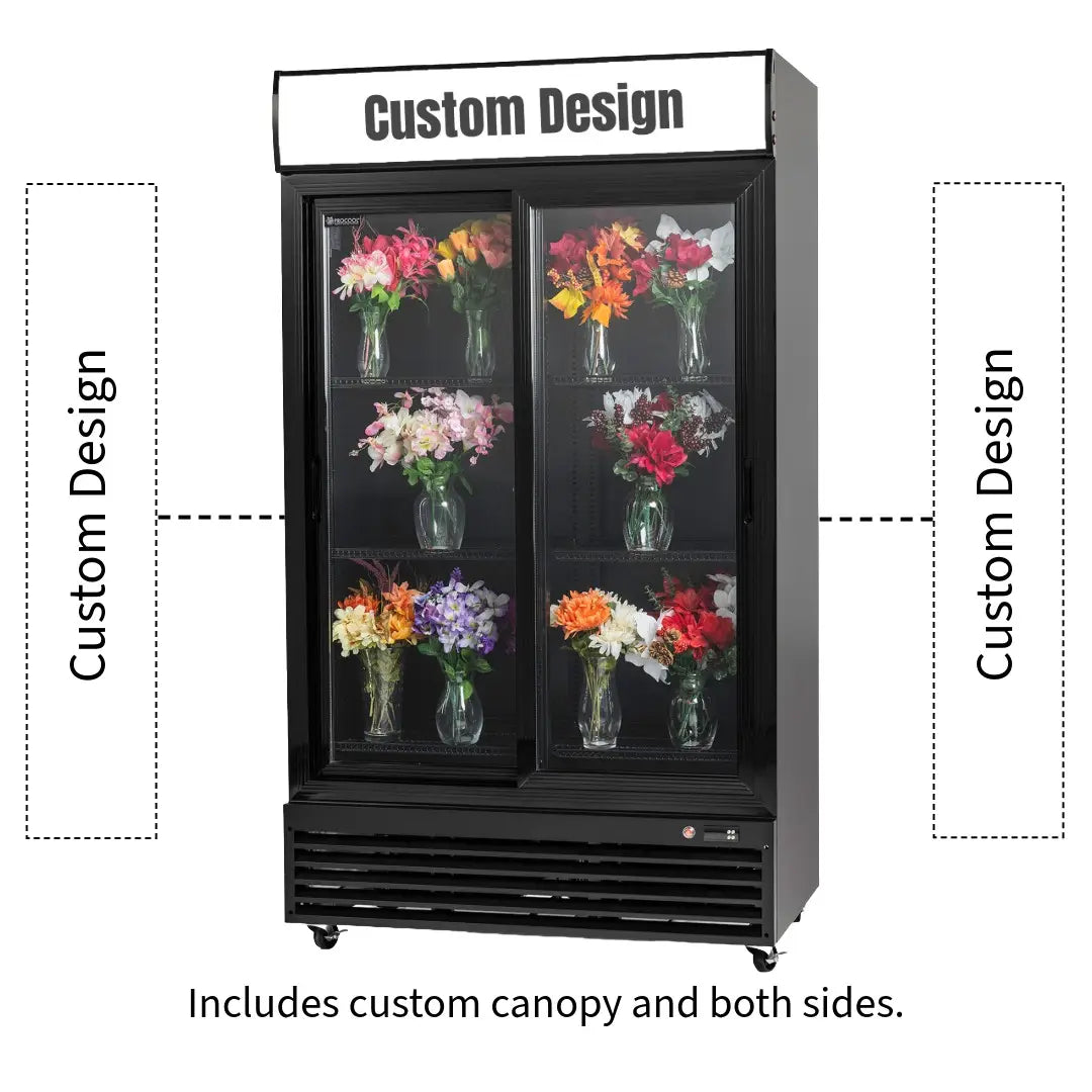 Procool Custom Black Sliding Door Flower Cooler - 35.3 cu. ft.