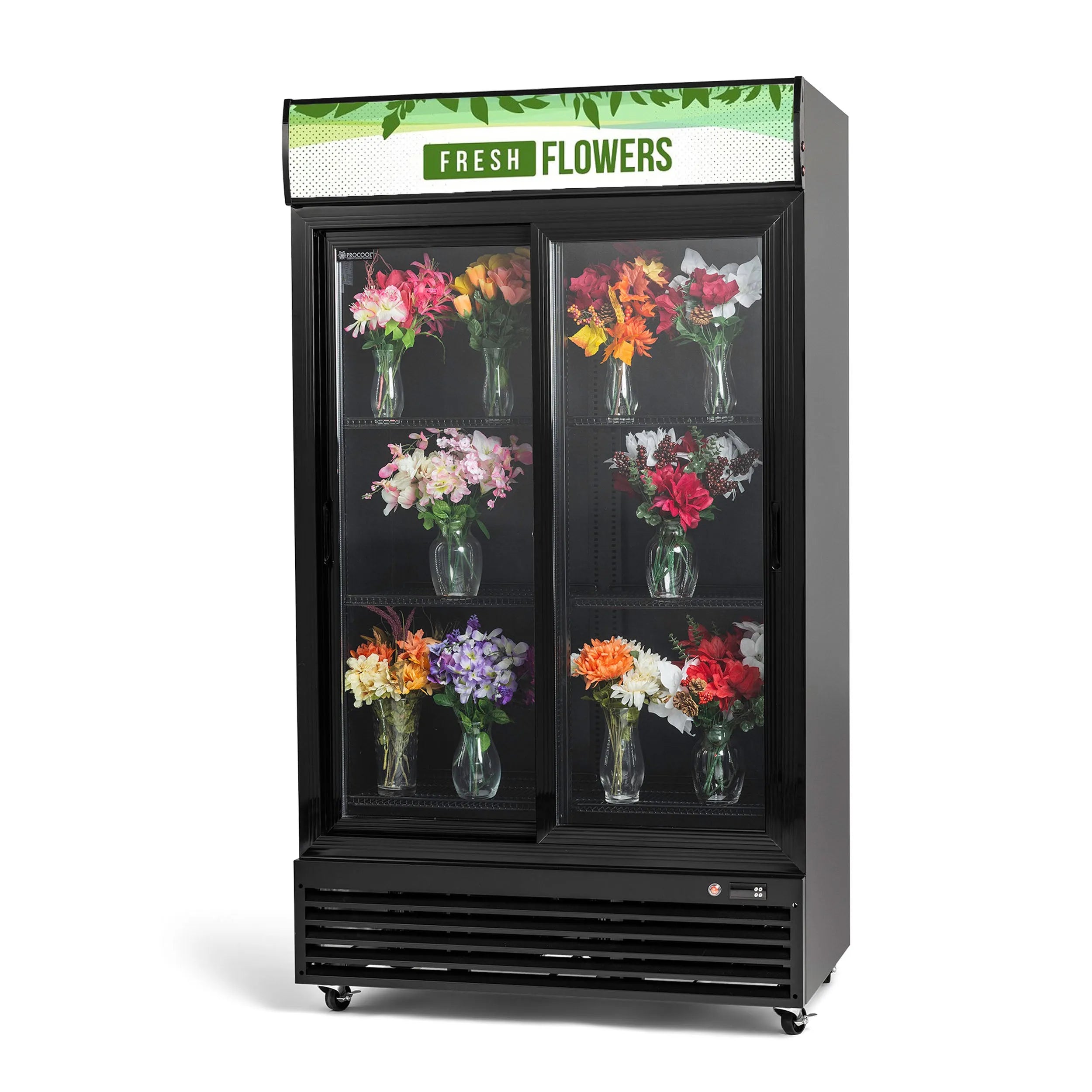 Procool Black Sliding 2 Door Flower Cooler-Floral Display Coolers-CSD-1000S-B-FF-1