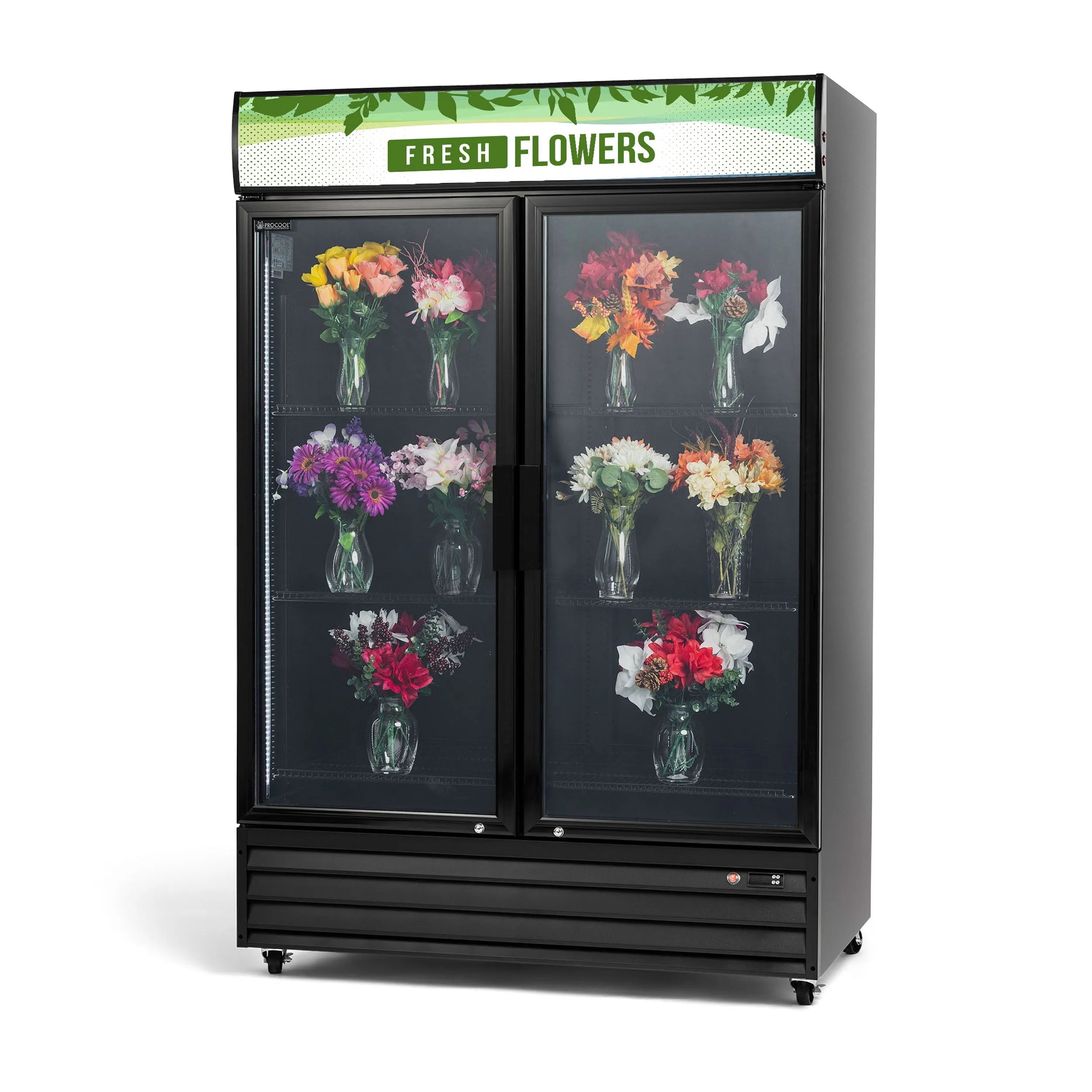 Procool 2-Door Black Flower Cooler - 43 Cu. Ft-Floral Display Coolers-CSD-1400-B-FF-1