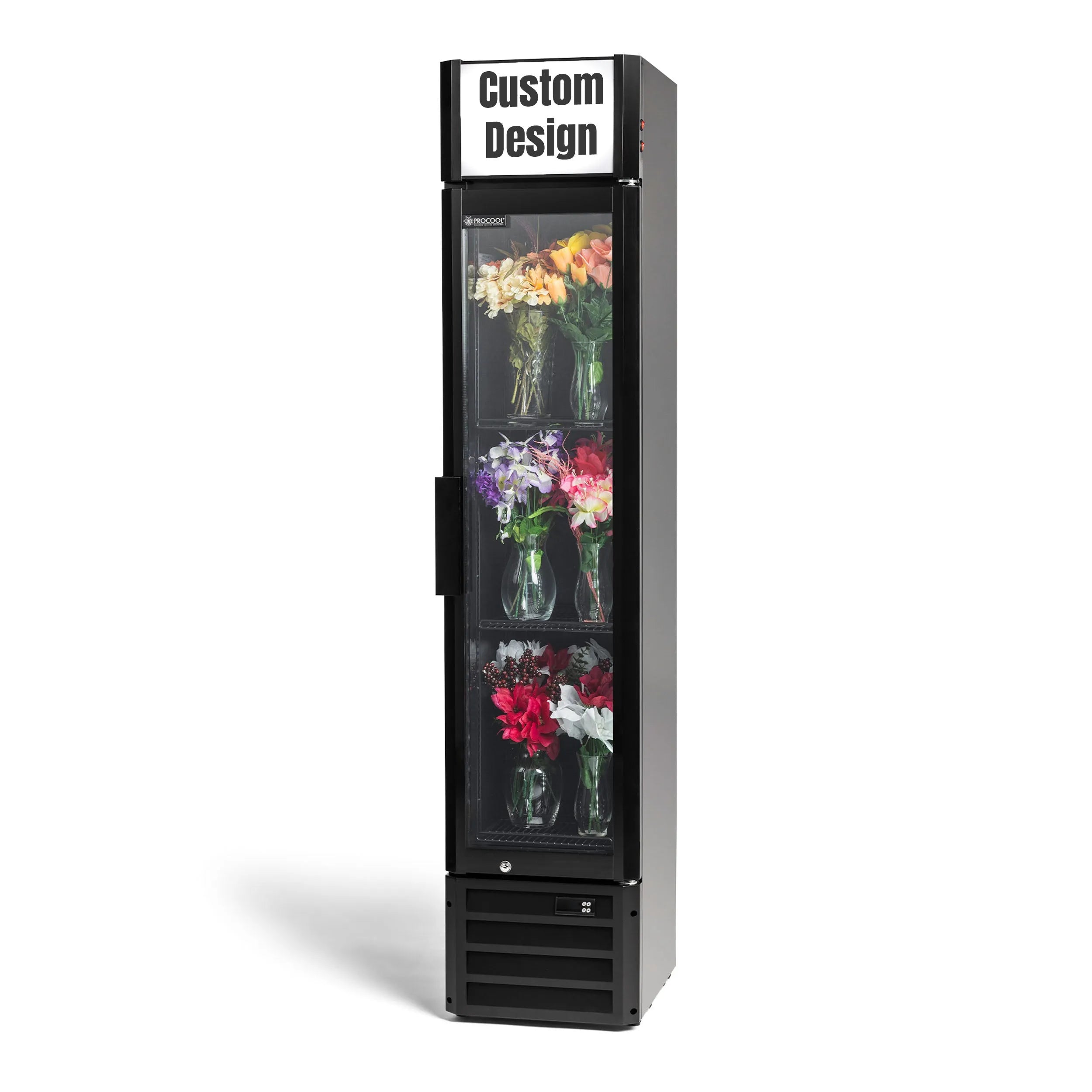 Procool Slim Black Custom Flower Cooler-Floral Display Coolers-CSL-160-B-CUST-1
