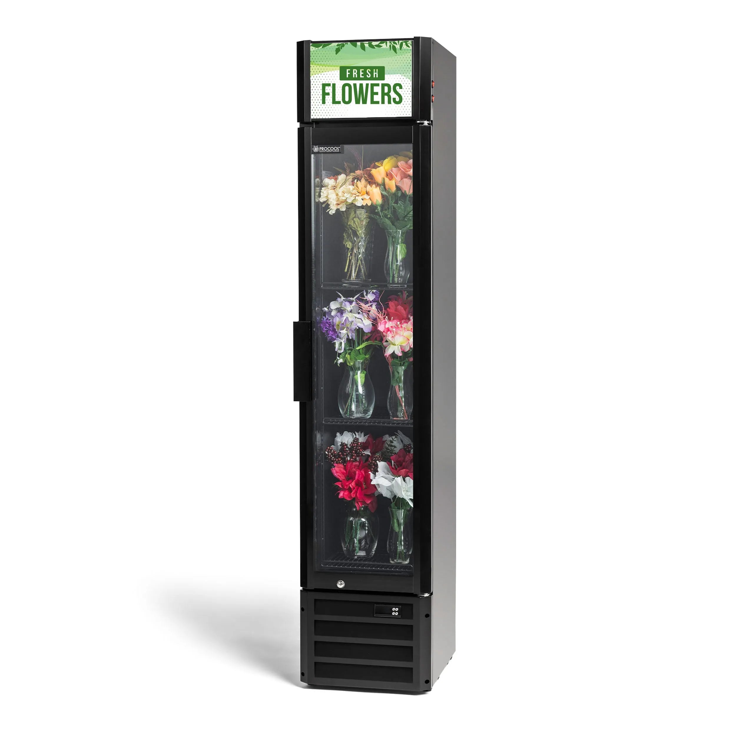 Procool Slim Black Flower Display Cooler-Floral Display Coolers-CSL-160-B-FF-1