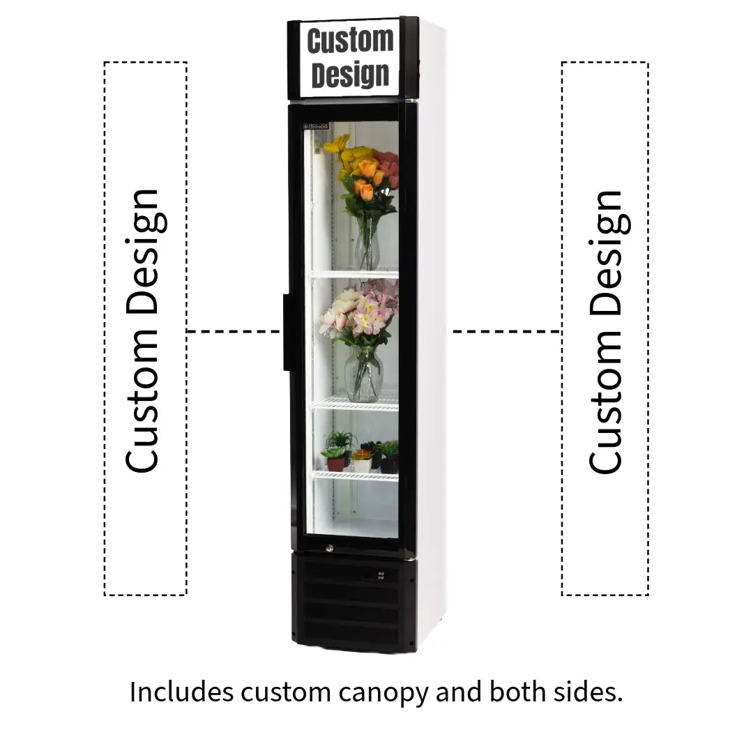 Procool Slim Custom Flower White Display Cooler - 5.7 cu. ft.