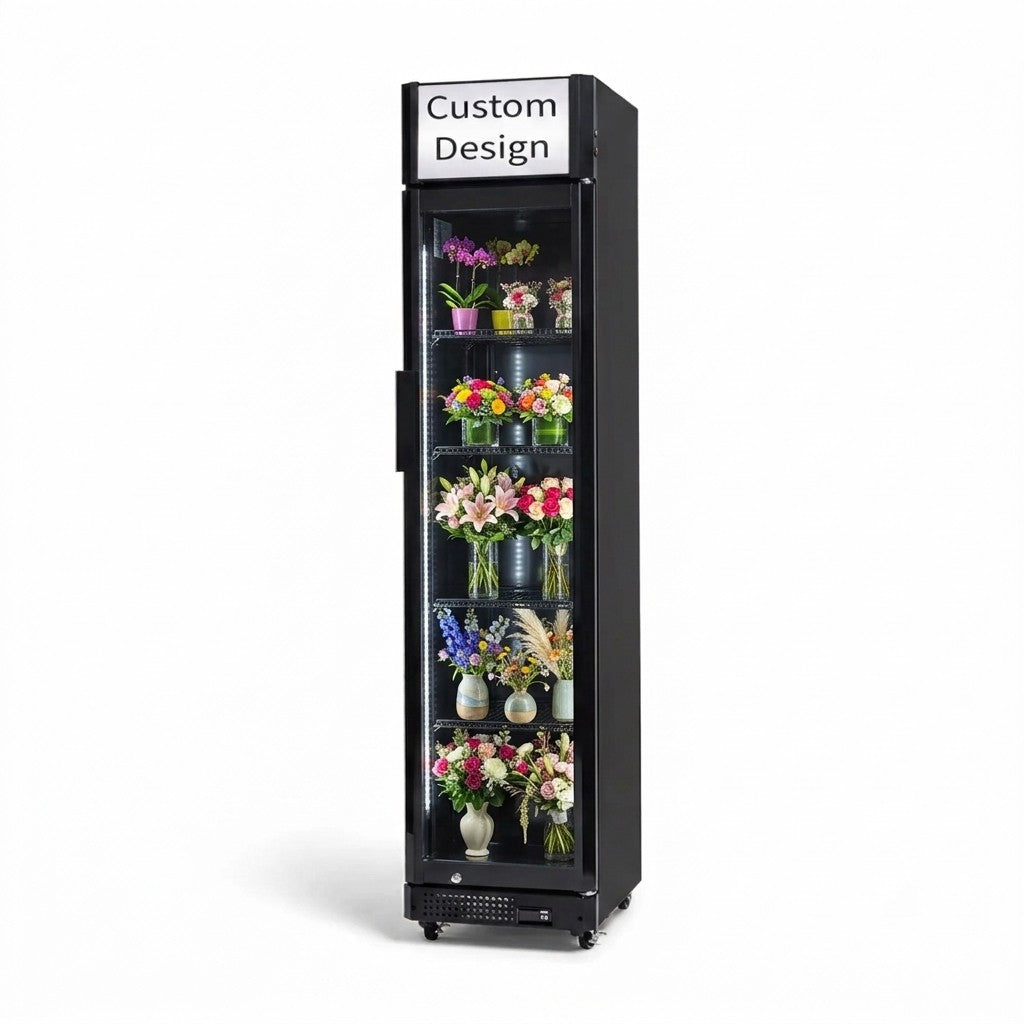 Procool Narrow Custom Black Flower Cooler - 9.4 cu. ft.