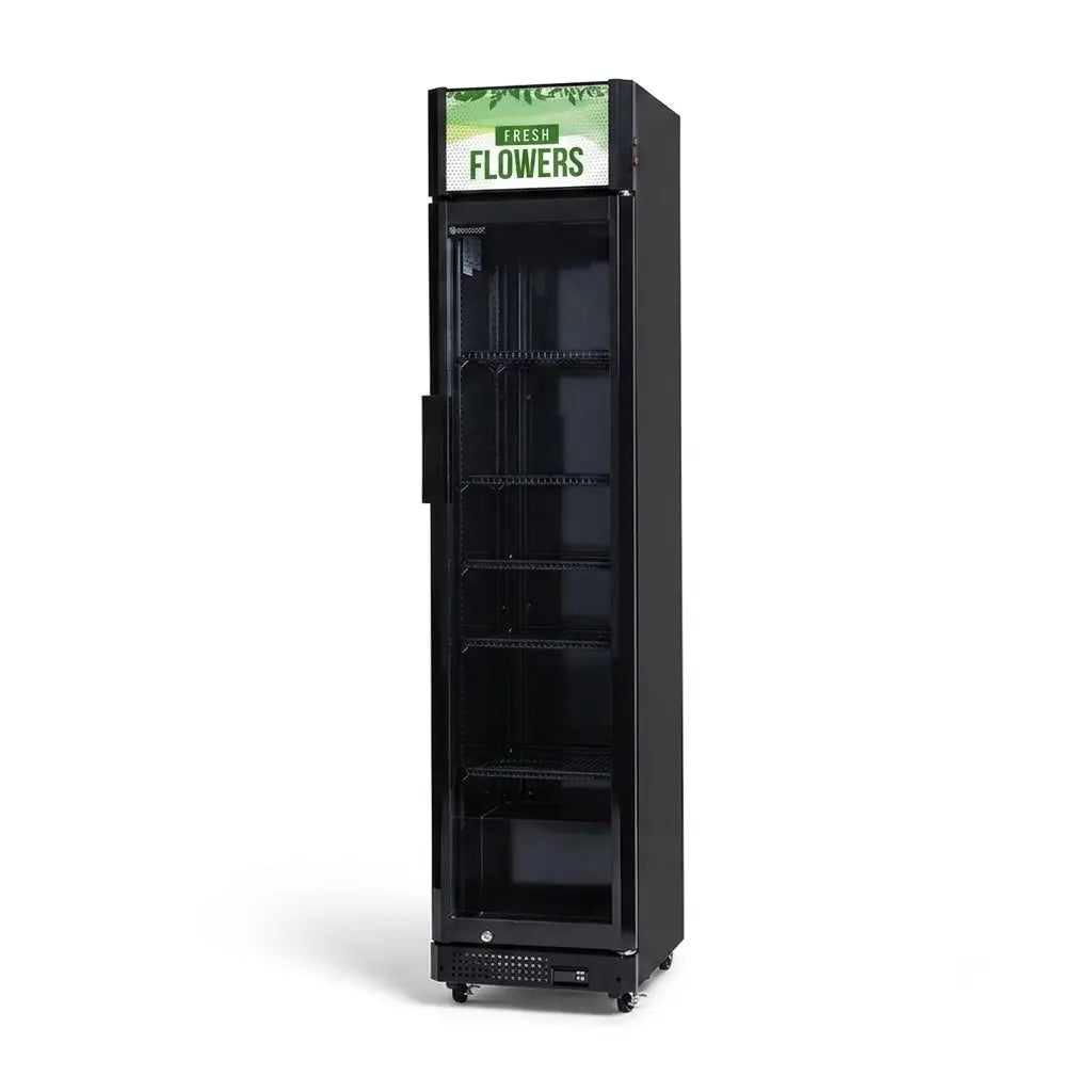 Procool Narrow Flower Black Display Cooler - 9.4 cu. ft.