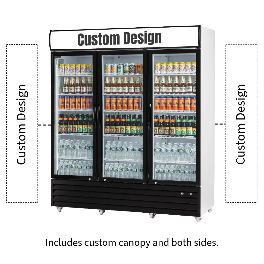 Procool High Efficiency 3-Door White Display Cooler - 53 cu. ft.