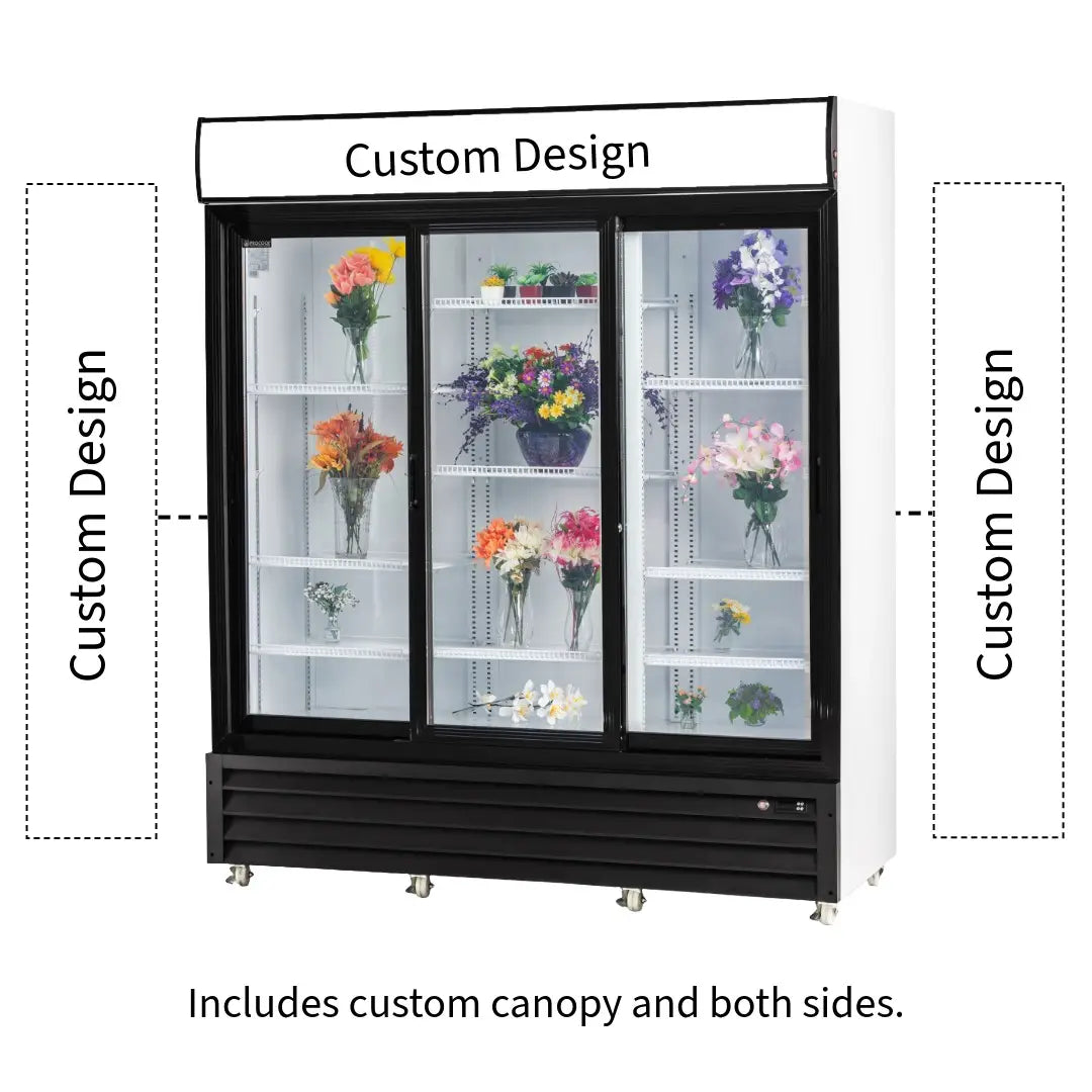 Procool Triple Sliding Door White Custom Flower Cooler - 53 cu. ft.