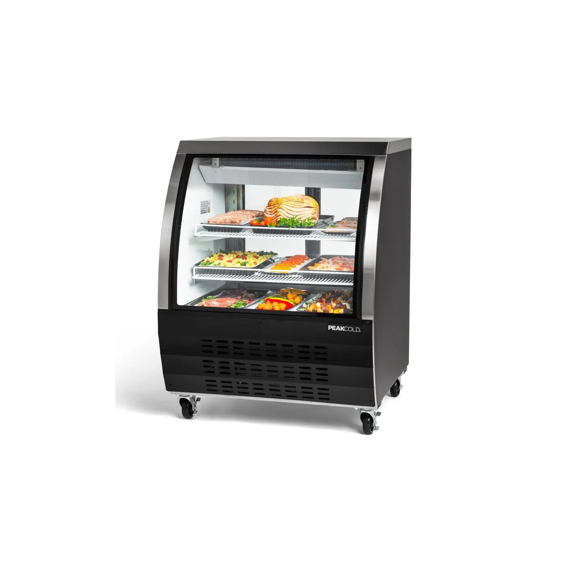 PeakCold Black Curved Glass Deli Case - 36"-Deli Cases-IM36DC-B