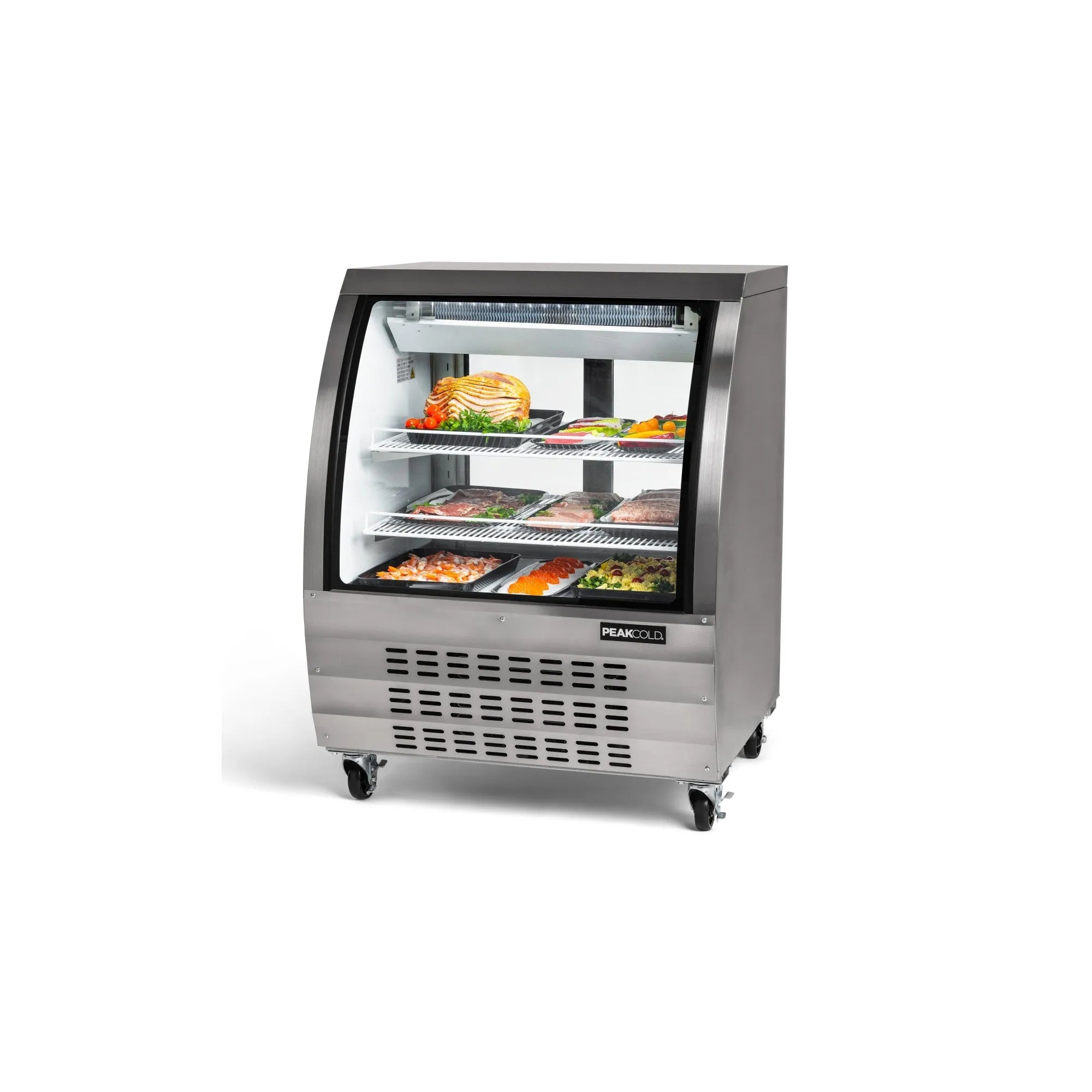 PeakCold Stainless Steel Curved Glass Deli Case - 36"-Deli Cases-IM36DC-S