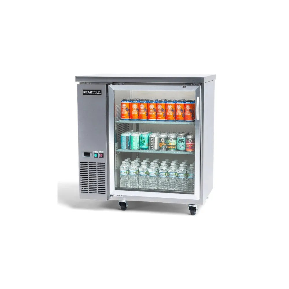 PeakCold Stainless Steel Glass Door Back Bar Cooler - 36"-Back Bar Coolers-IM36NBBG-S