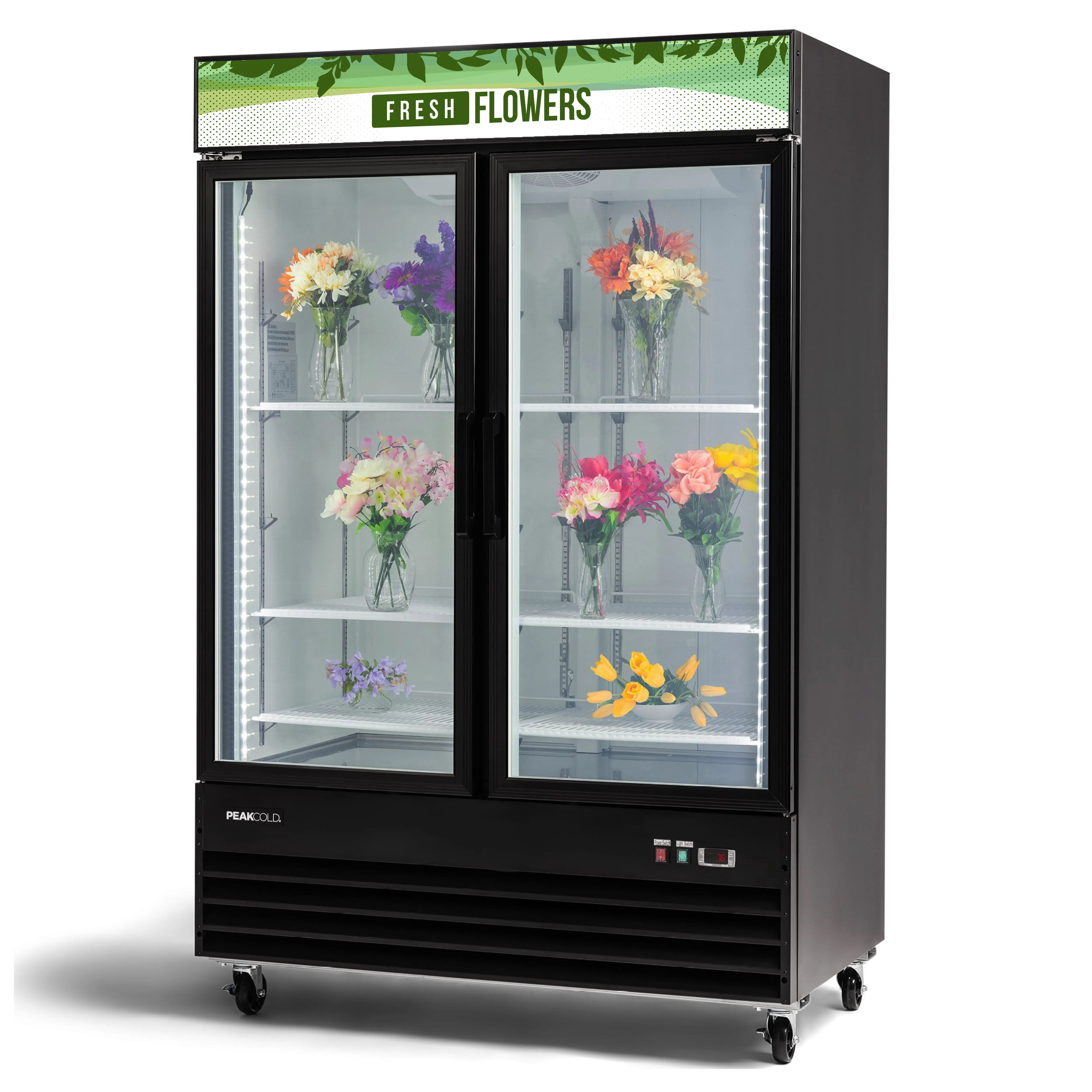 PeakCold 2 Door Flower Display Cooler-Floral Display Coolers-IM45MR2-FF
