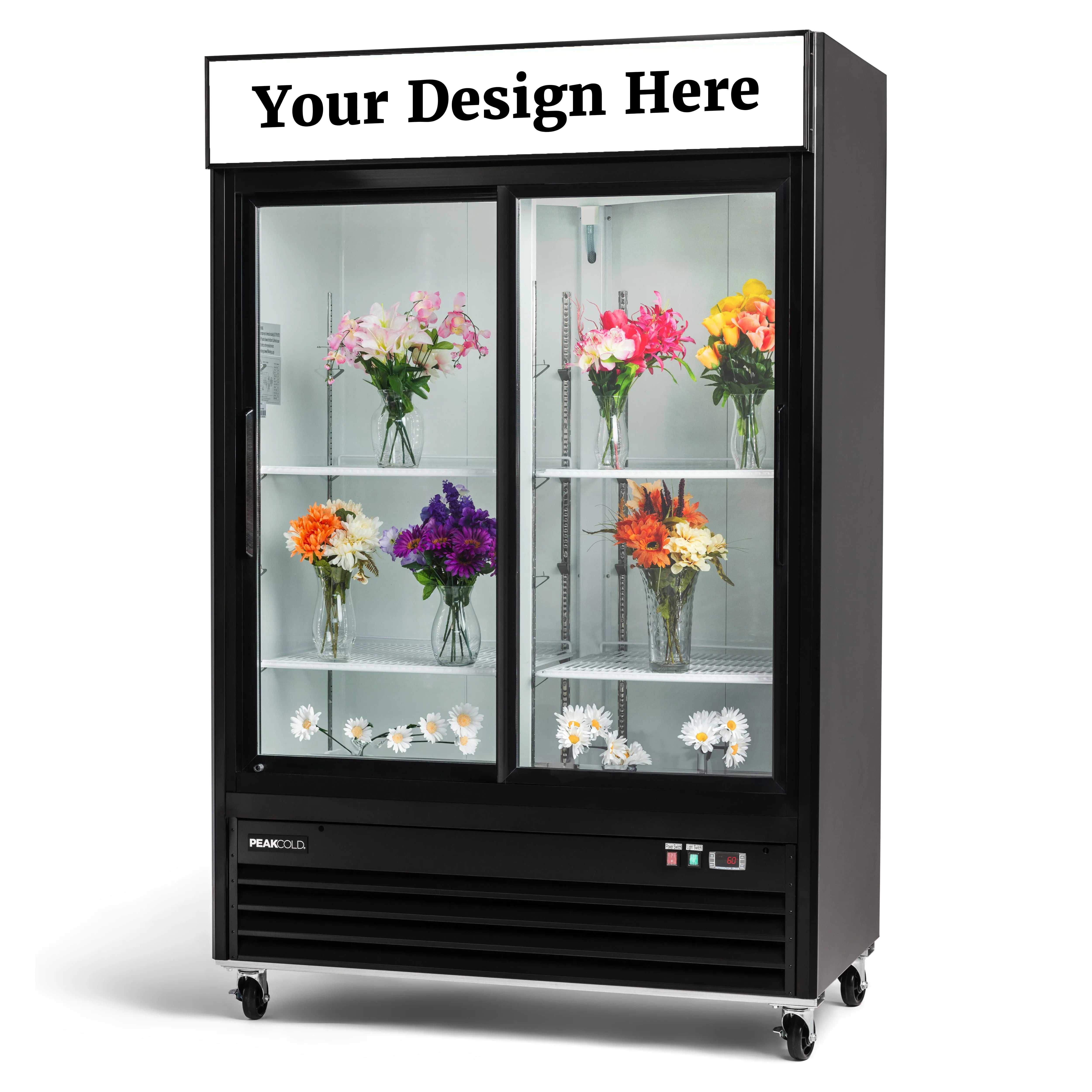 PeakCold Sliding 2 Door Custom Flower Cooler-Floral Display Coolers-IM45MRS2-CUST-1