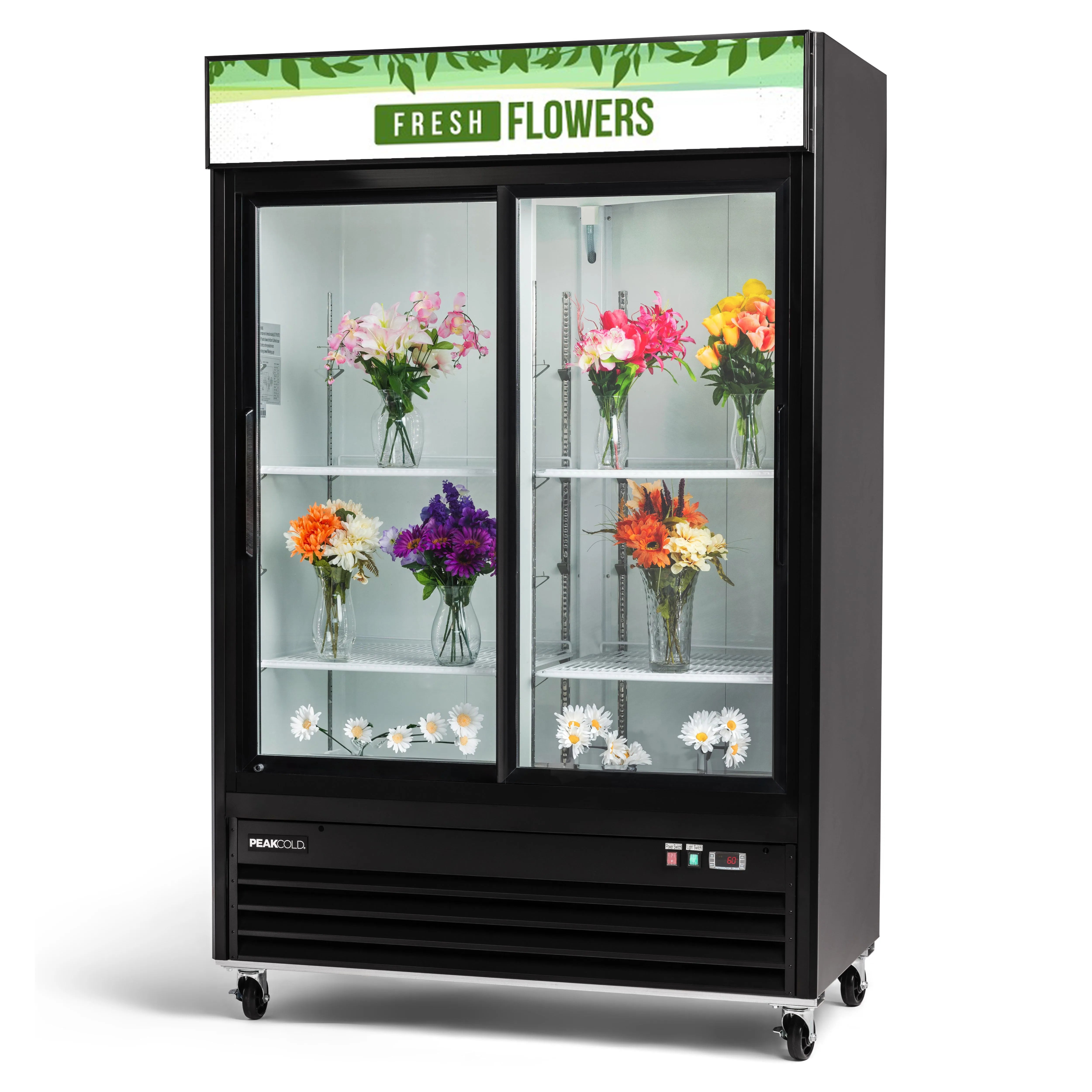 PeakCold Sliding 2 Door Flower Display Cooler-Floral Display Coolers-IM45MRS2-FF-1