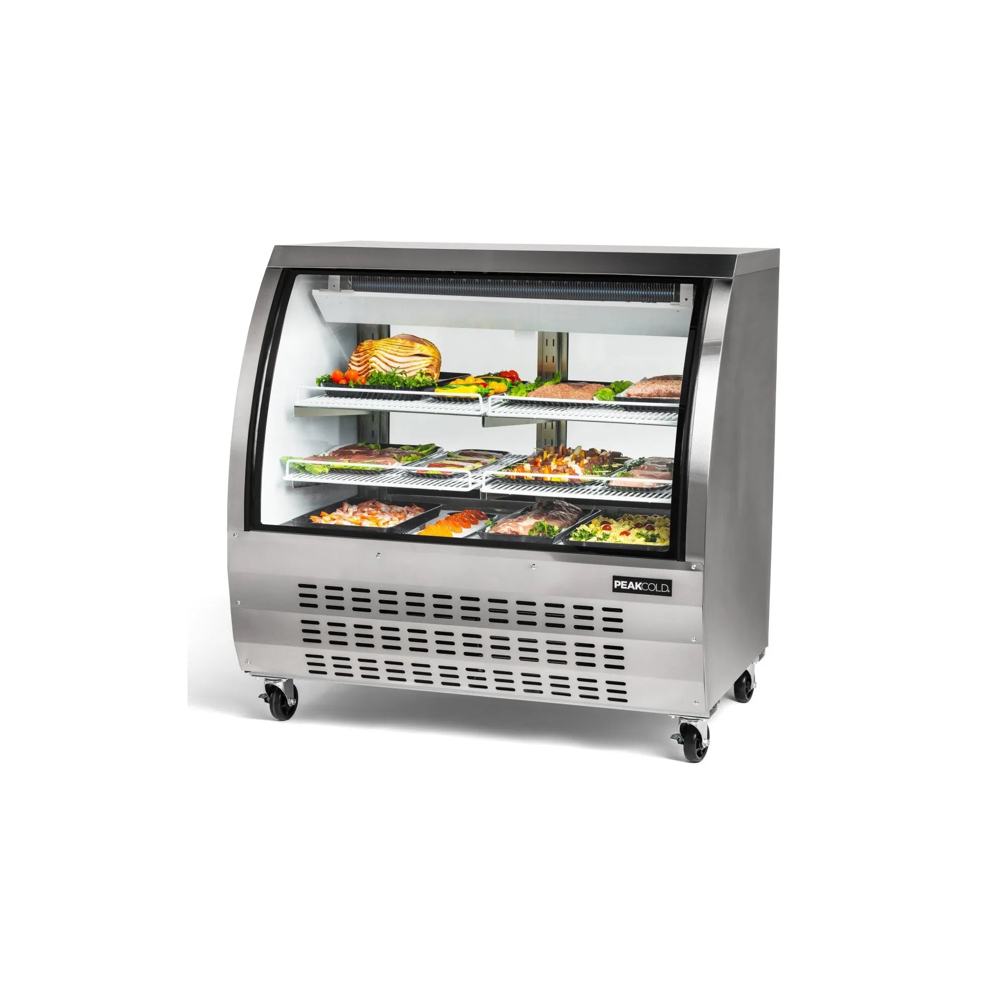 PeakCold Stainless Steel Curved Glass Deli Case - 48"-Deli Cases-IM48DC-S