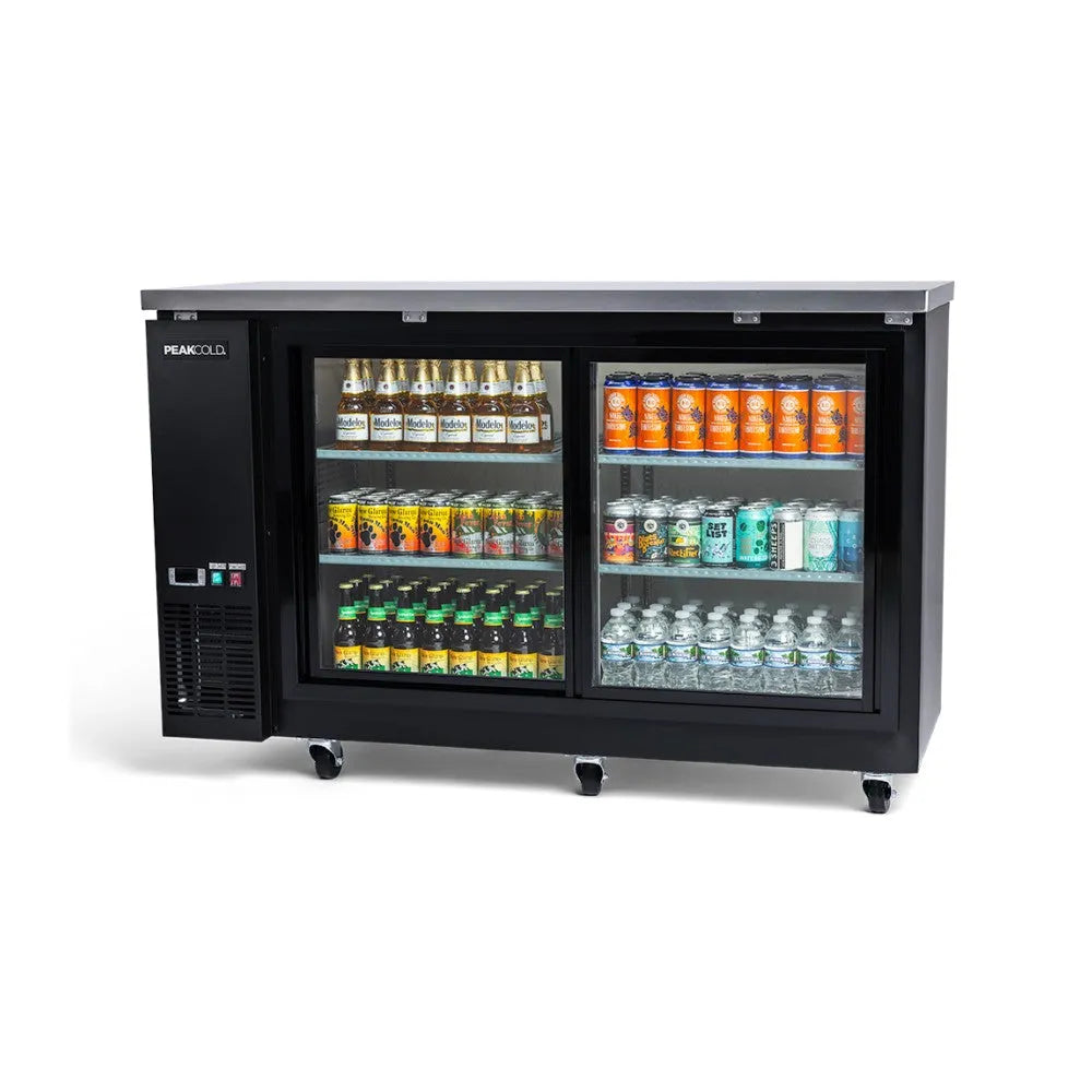 PeakCold Sliding 2-Door Back Bar Cooler - 60"-Back Bar Coolers-IM60NBBG2-S-B