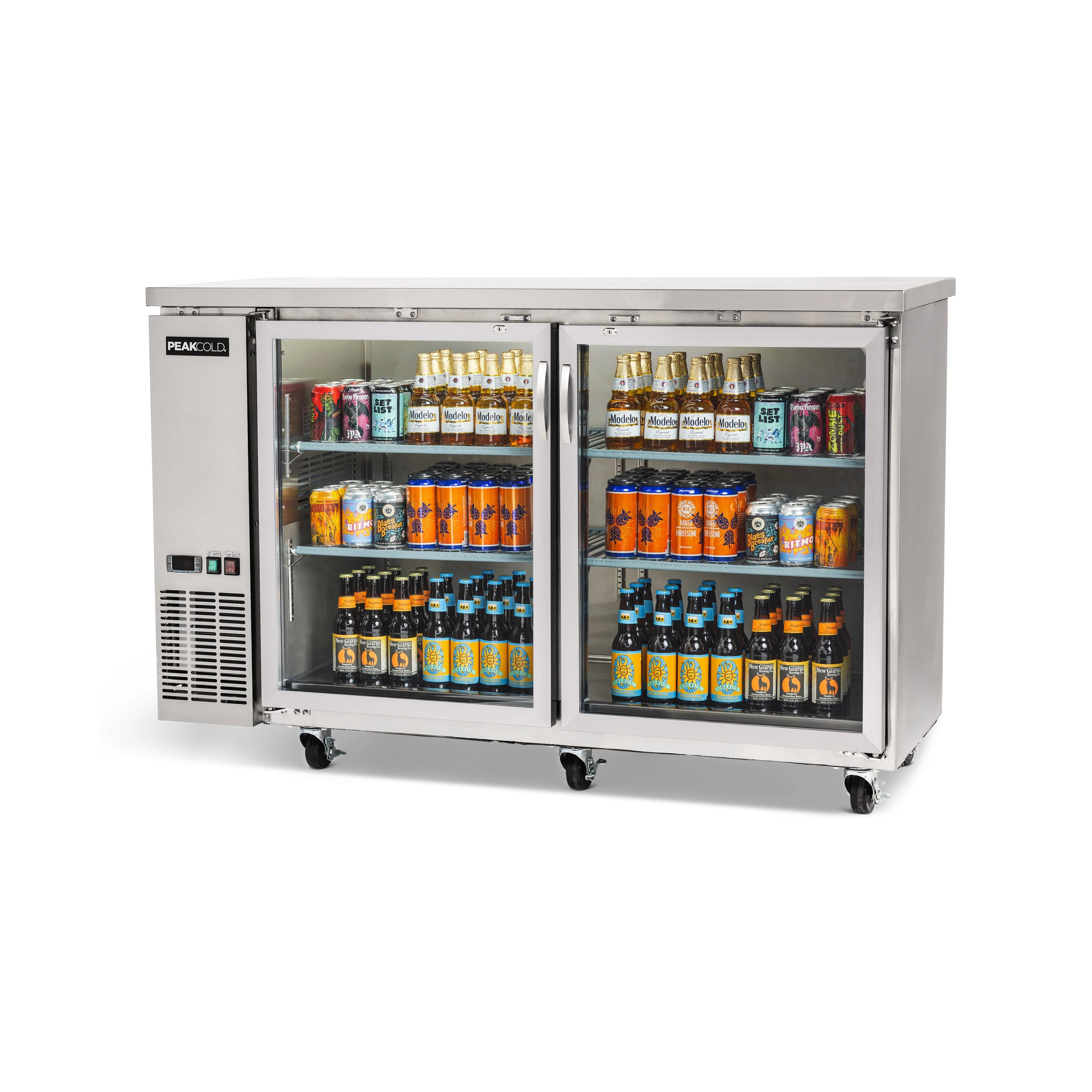 PeakCold Stainless Steel 2-Door Back Bar Cooler - 60"-Back Bar Coolers-IM60NBBG2-S