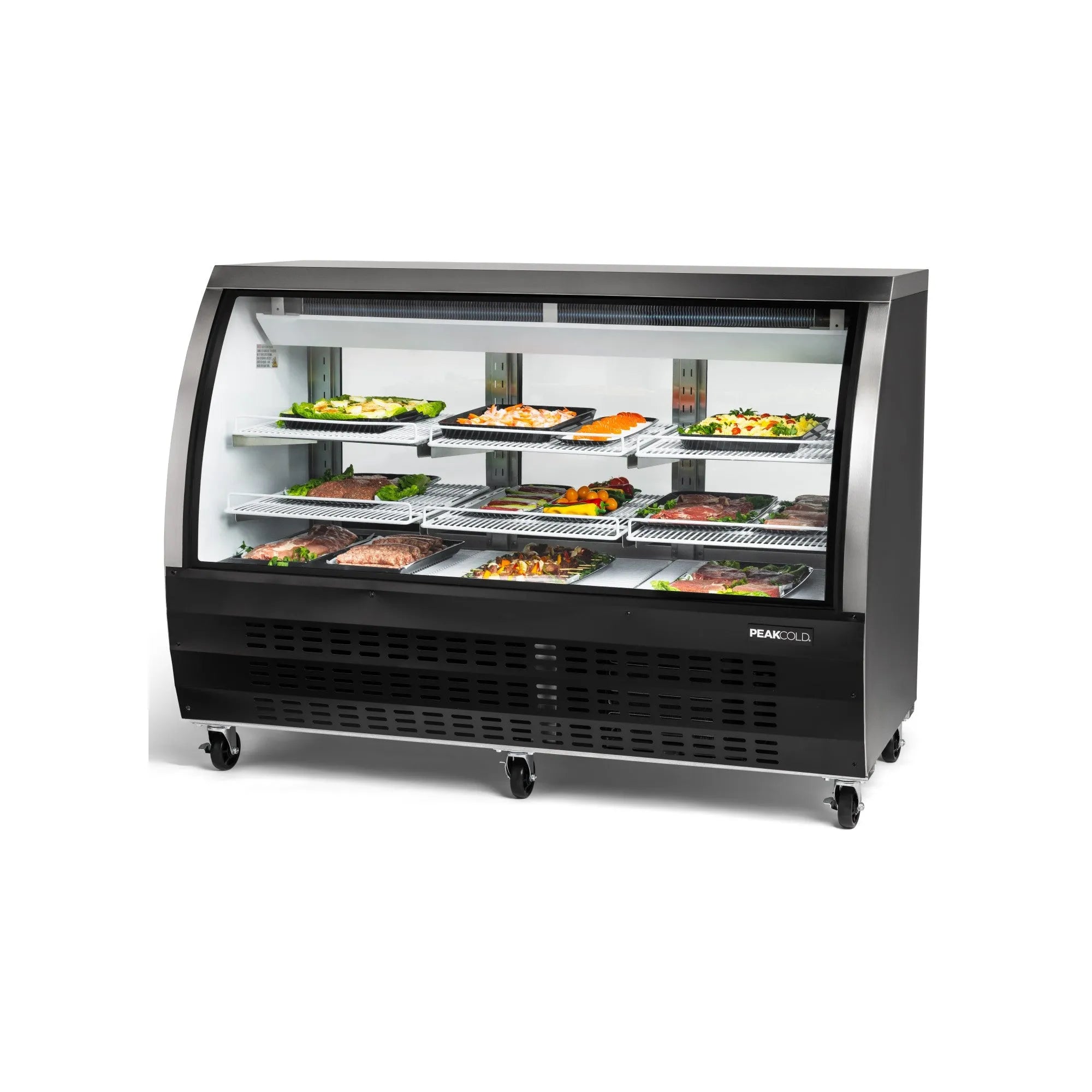 PeakCold Black Curved Glass Deli Case - 64"-Deli Cases-IM64DC-B