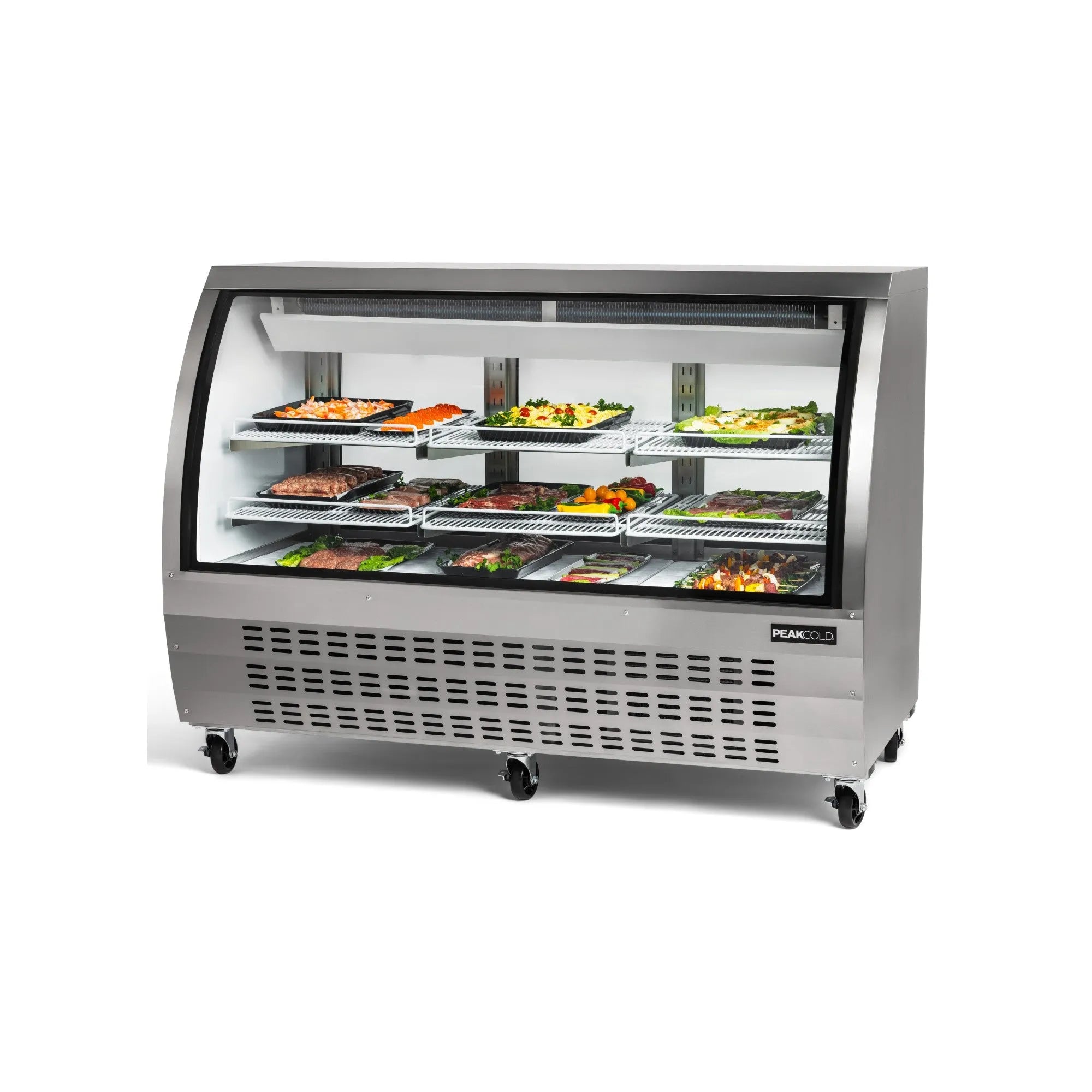 PeakCold Stainless Steel Curved Glass Deli Case - 64"-Deli Cases-IM64DC-S