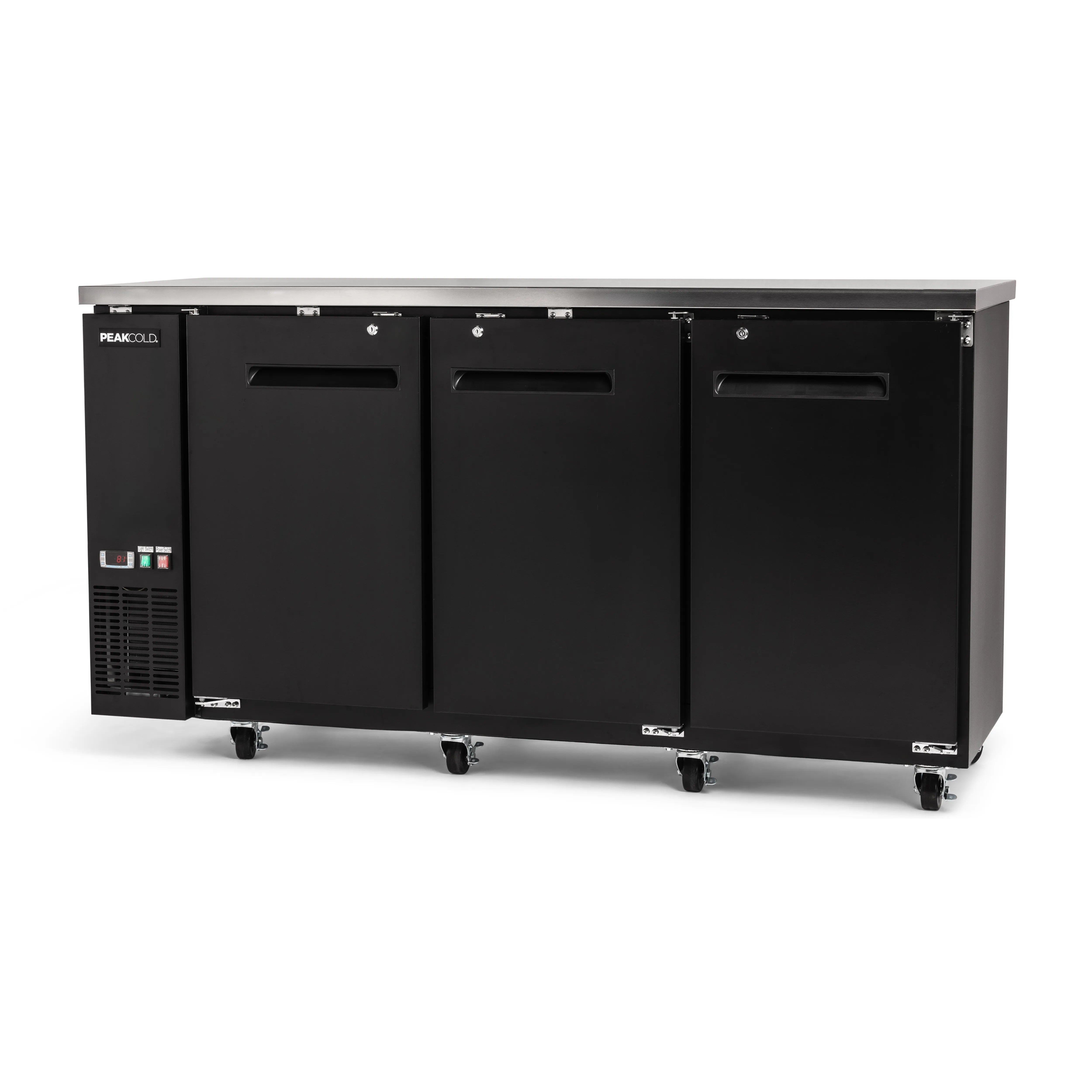 PeakCold 3 Solid Door Back Bar Cooler - 72"-Back Bar Coolers-IM72NBB3-B