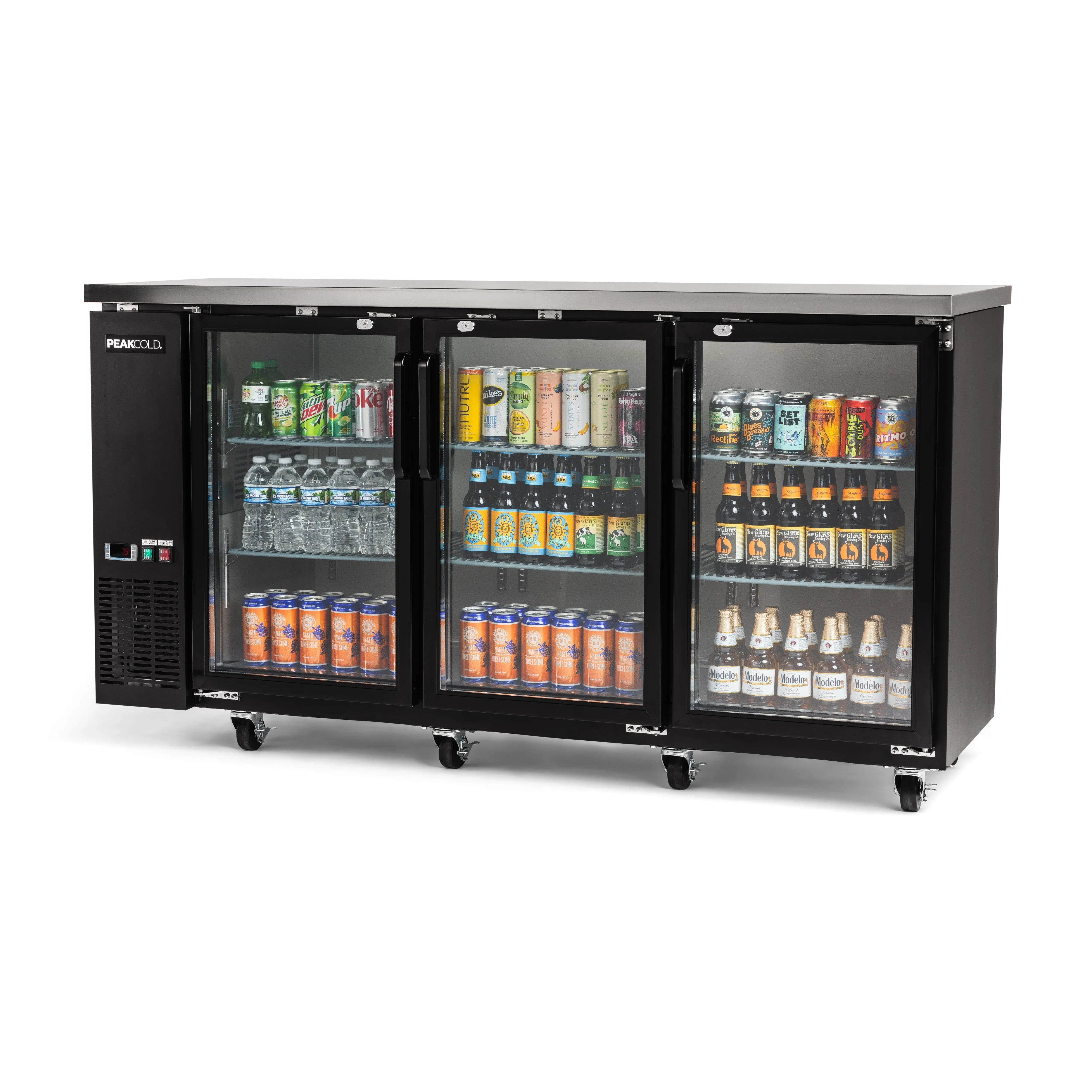 PeakCold 3-Door Back Bar Cooler - 72"-Back Bar Coolers-IM72NBBG3-B