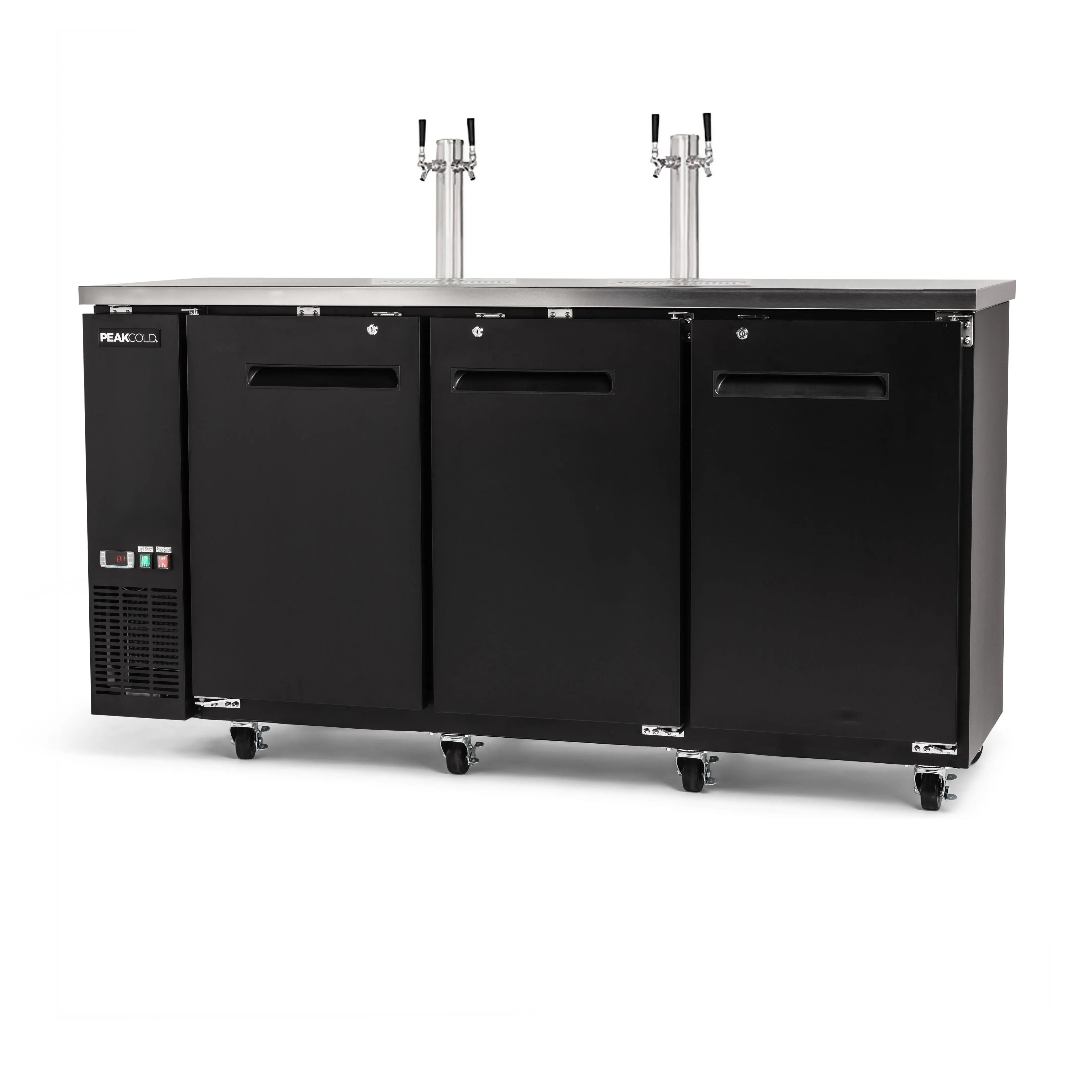 PeakCold 3-Door 4 Tap Beer Dispenser - Kegerator - 72"-Kegerators & Accessories-IM72NDD3