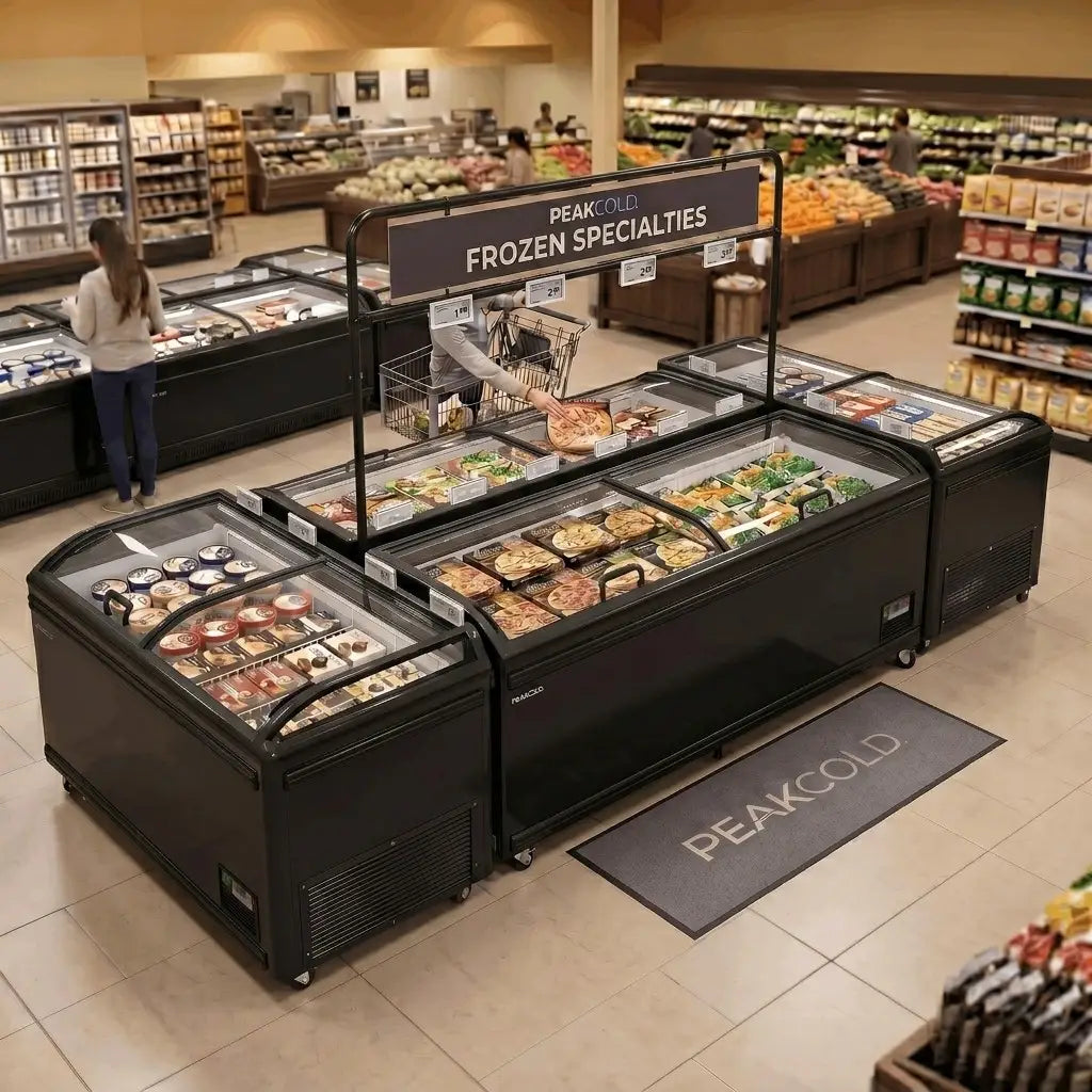 Island Freezer Combination - 74" end freezers and 83" side freezers