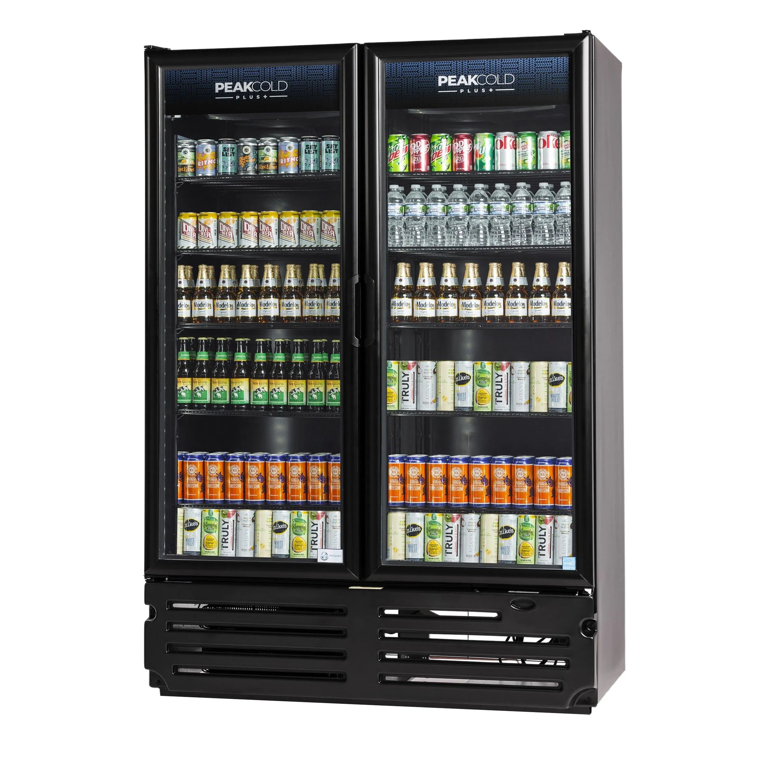PeakCold Plus 2-Door Black Display Cooler - 41.7 Cu. Ft.-Retail Display Coolers-P-IM43MR2-B