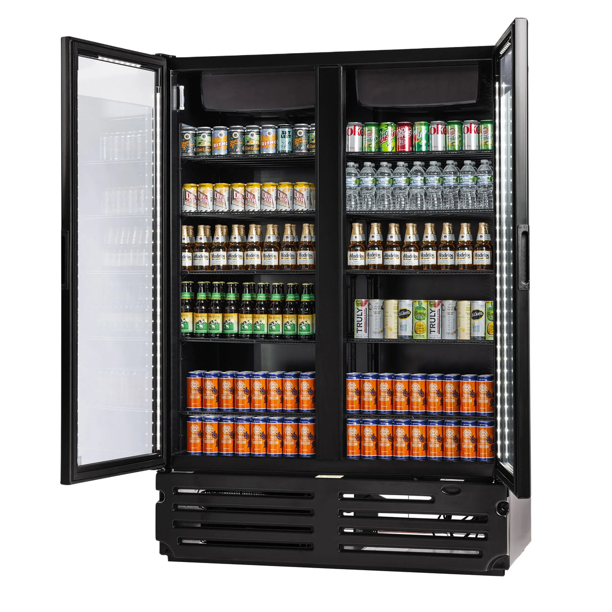 PeakCold Plus 2-Door Black Display Cooler - 41.7 Cu. Ft.