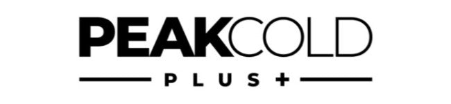 Logo of Peak Cold Plus in black text on a white background