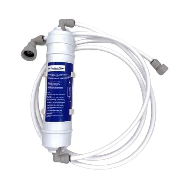 Water filter with hoses on a white background
