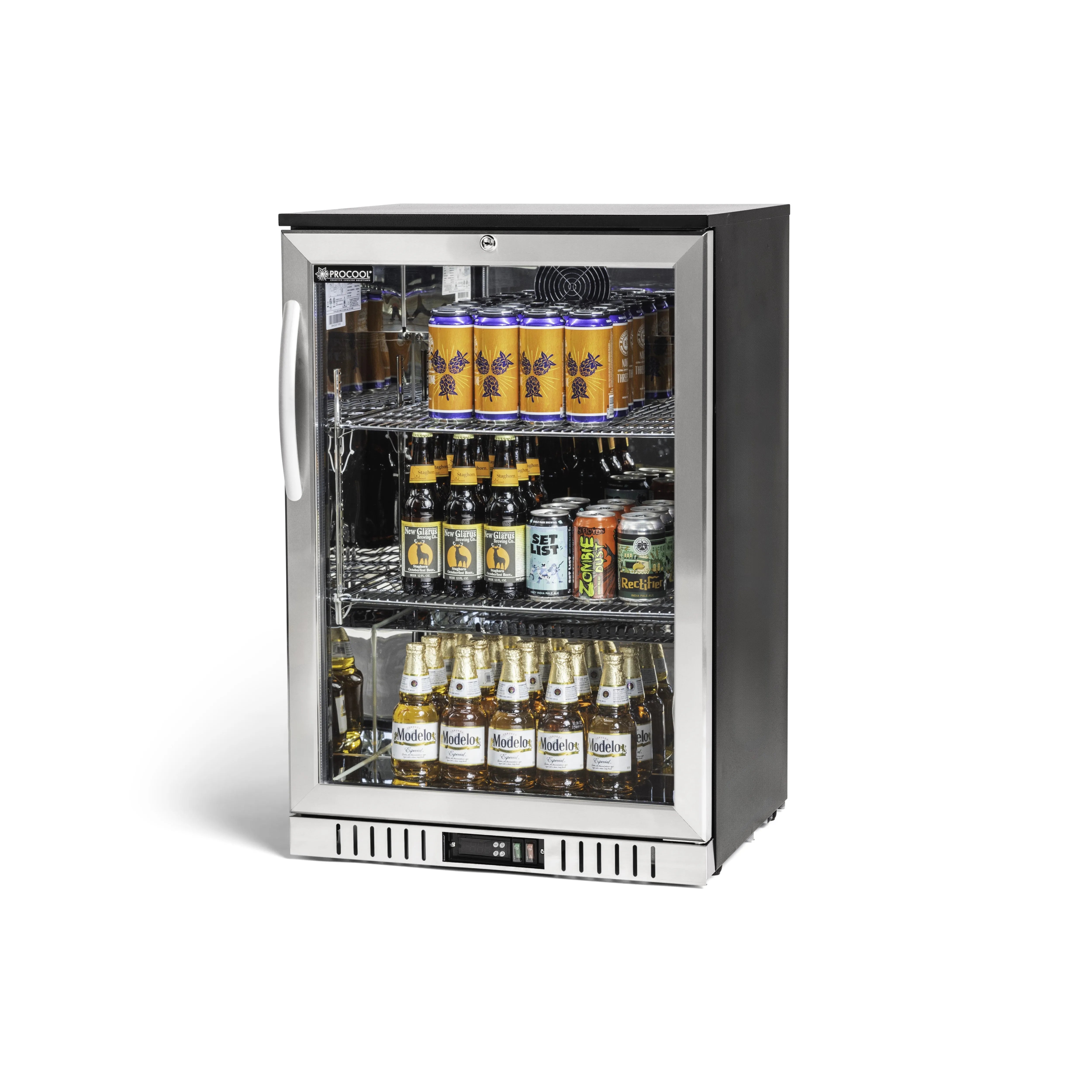 24 Inch Glass Door Beverage Cooler: Stainless Steel Back Bar