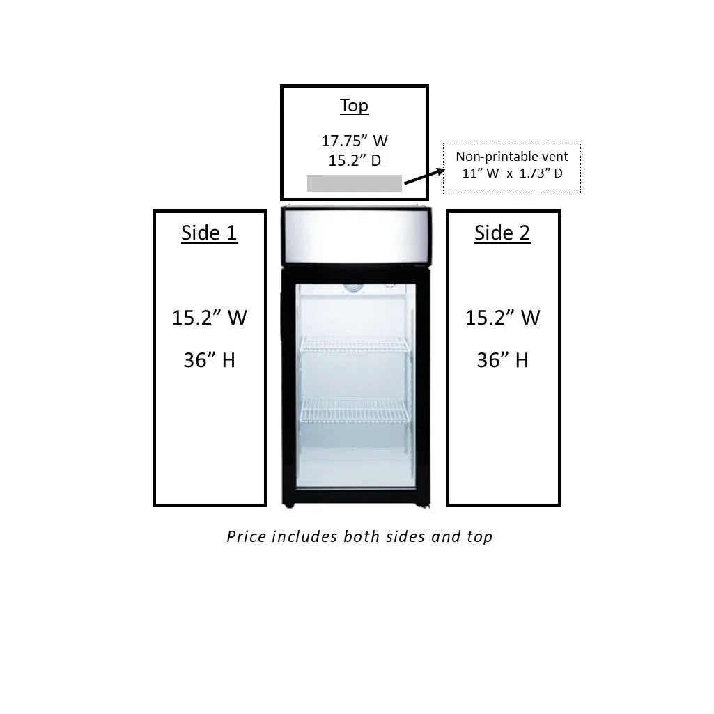 Custom Wrap for Countertop Cooler; Top and Sides-Vinyl Decals-T-80L-WRAP