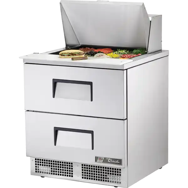True TFP-32-12M-D-2-HC 32-inch dual drawer food prep table for commercial kitchens