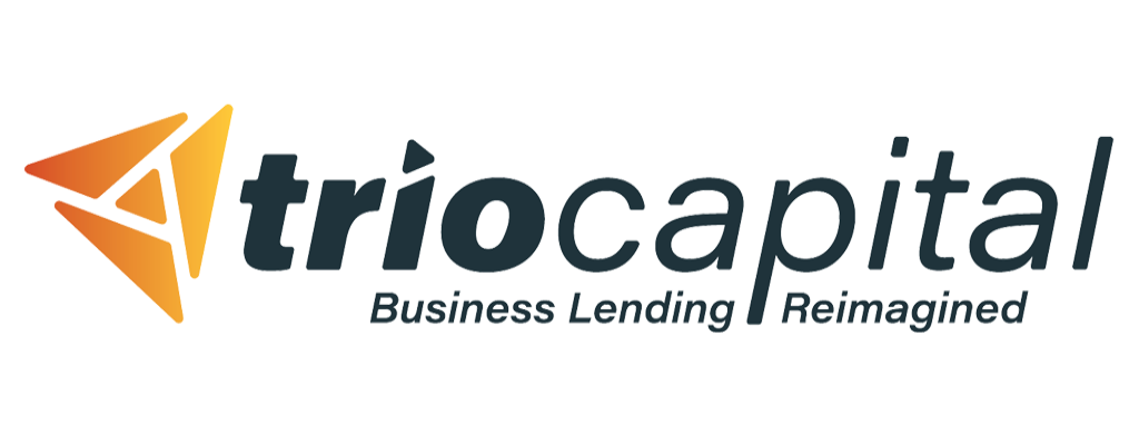 Triocapital logo with a stylized triangle and text on a white background