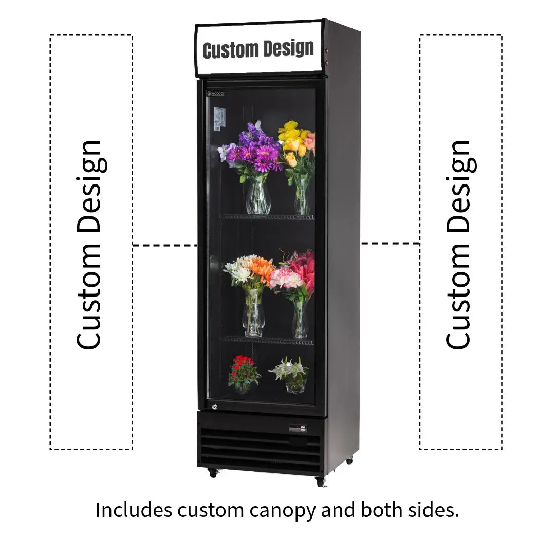 Procool Black Single Door Custom Floral Cooler - 12.7 cu. ft.