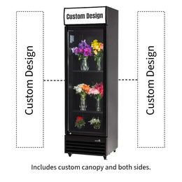 Procool Black Single Door Custom Floral Cooler - 12.7 cu. ft.