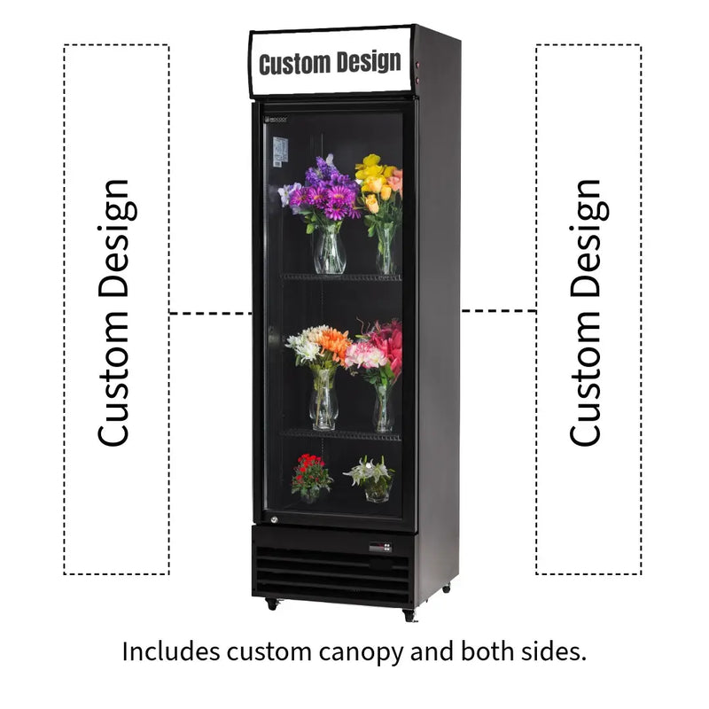Procool Black Single Door Custom Floral Cooler - 12.7 cu. ft.