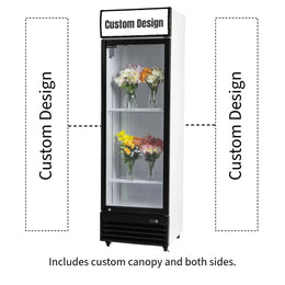 Procool Single Door Custom White Floral Cooler - 12.7 cu. ft.
