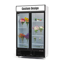 Procool 2-Door Custom Flower White Cooler - 35.3 cu. ft.