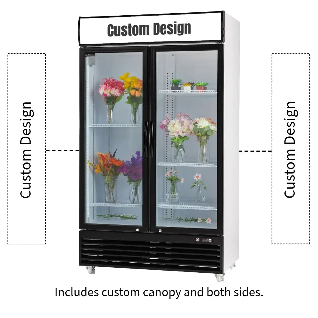 Procool 2-Door Custom Flower White Cooler - 35.3 cu. ft.