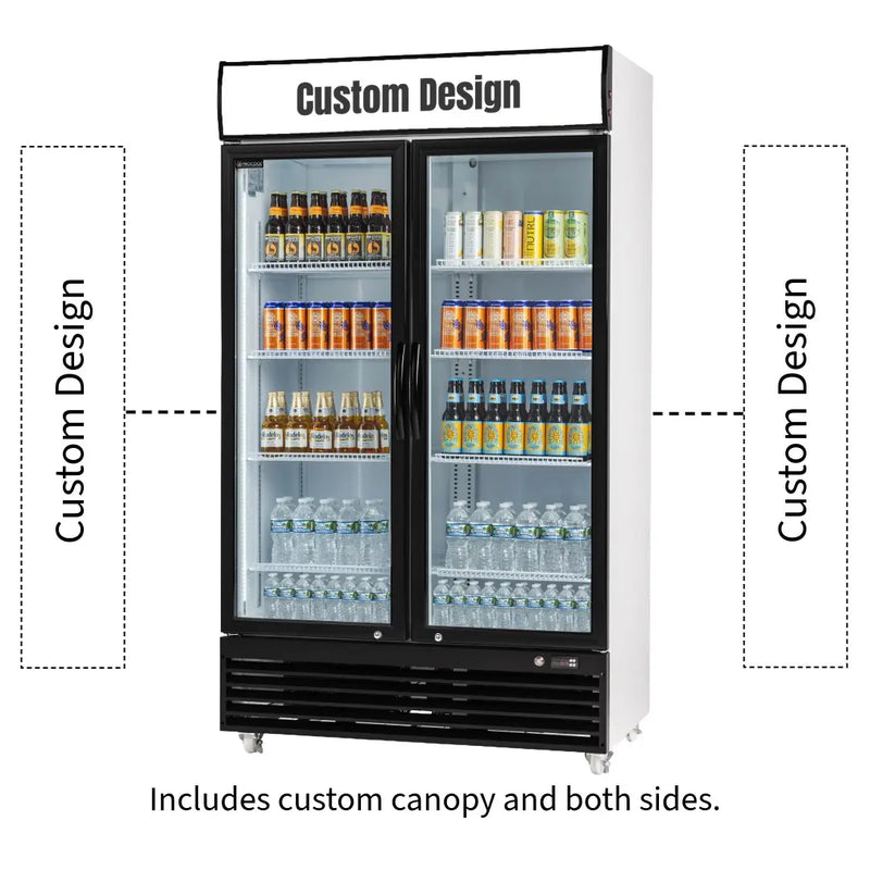 Procool 2-Door Upright White Display Cooler - 35.3 cu. ft.