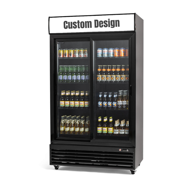 Procool Sliding Door Black Display Cooler - 35.3 cu. ft.