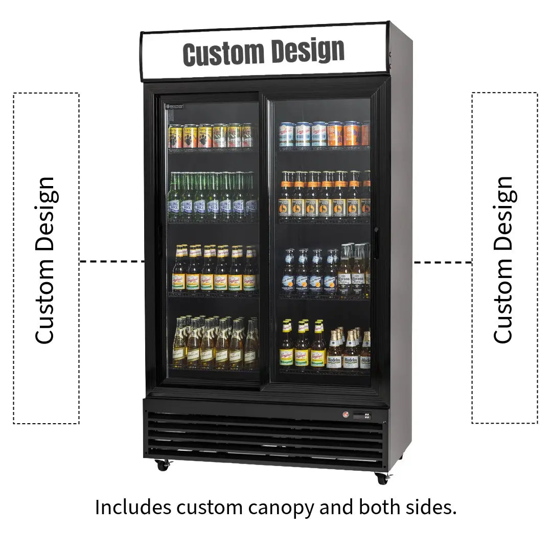 Procool Sliding Door Black Display Cooler - 35.3 cu. ft.